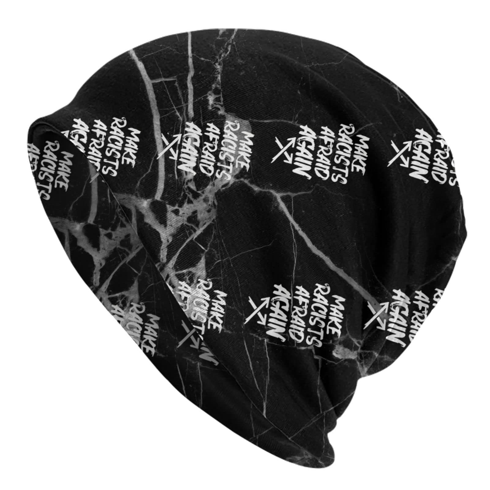 Make-Racists-Afraid-Again-Anti-Nazi-Beanie-Hats, Slouchy Knit Hat Black Beanie Caps Winter Hat for Men Women