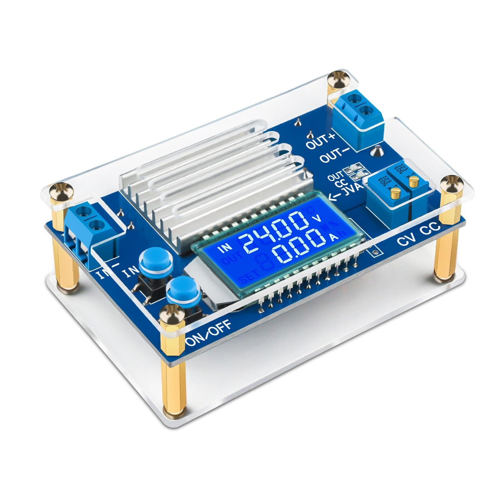 DROK DC Buck Converter, 5.3V-32V to 1.2V-32V 12A Adjustable Power Supply, 5v 9v 12v 24V 30V 32V Step Down Voltage Regulator with LCD Display Volt Transformer Reducer CC CV for RV Solar Panel Golf Cart