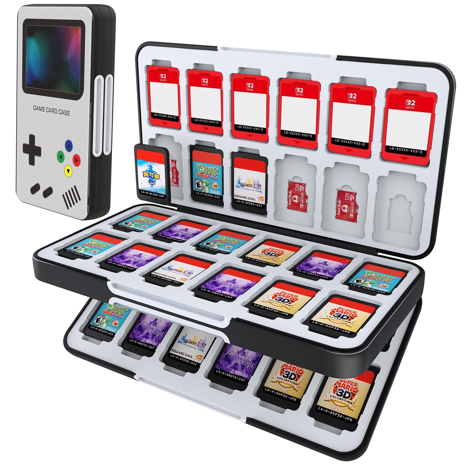HEIYING Game Card Case for Nintendo Switch 2 /Switch OLED,Customized Pattern Portable Switch 2 Game Holder with 48 Game Card Slots and 24 Micro SD Cards Slots