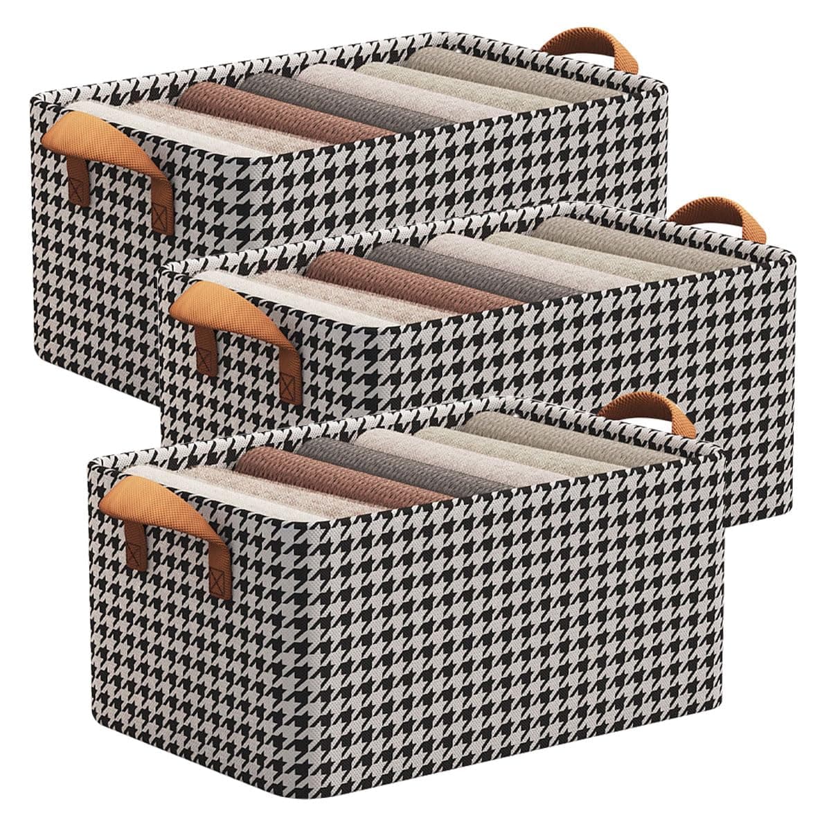 ECVV 3 Pack Wardrobe Clothes Organizer Foldable Non-woven with Steel Frame Stackable Drawer Closet Organizer with Handles for Clothes, Jeans, Pants, Sweaters, Dresses