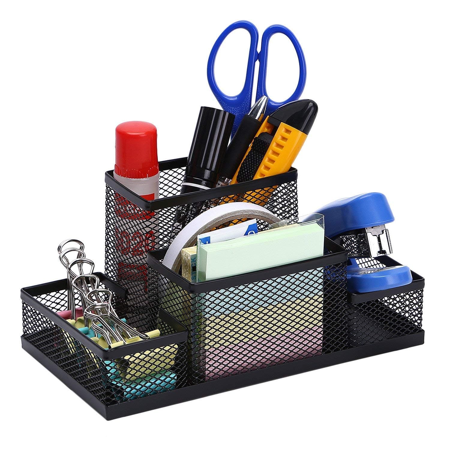 ALMAND Multi-Functional Black Cube Metal Book Stand Mesh Style Desk Tidy Pencil Metal Pen Holder Office Home Supplies Gift (1pcs)