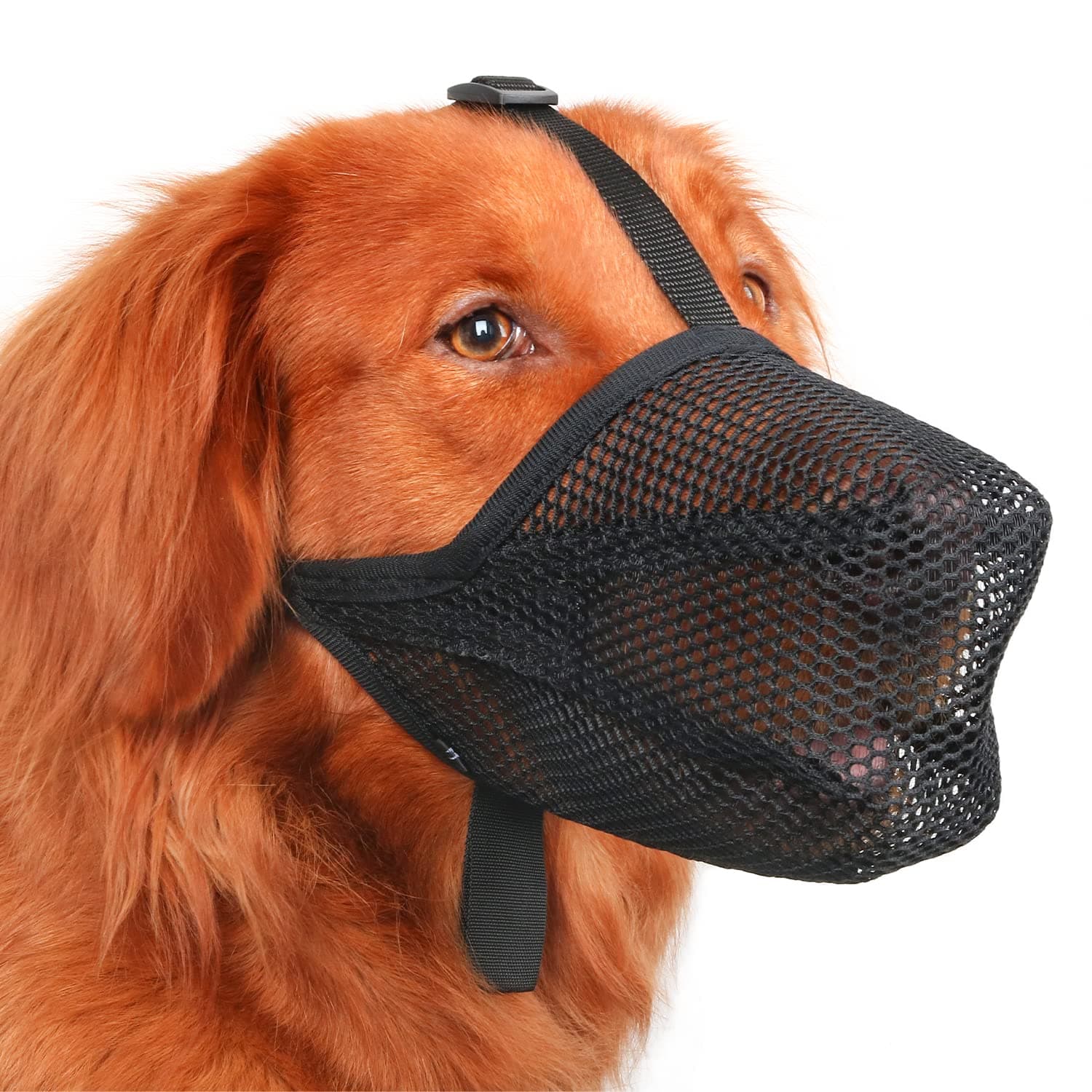 Mayerzon Dog Muzzle, Patented Soft Mesh Muzzle for Small Medium Large Dogs for Scavenging Biting Licking and Chewing, Allows to Pant and Drink (XL, Black)