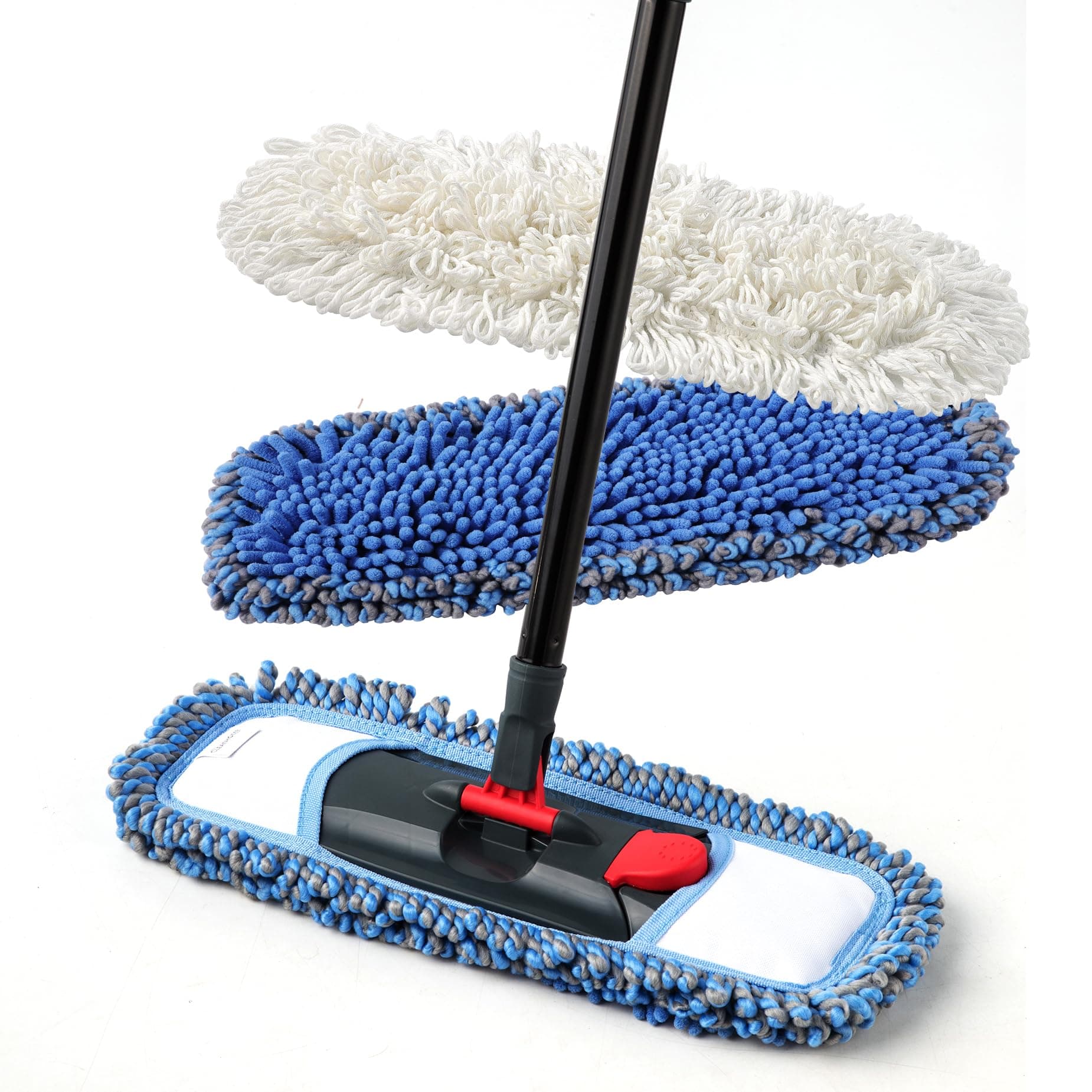 Dust Mop for Floor Cleaning Microfiber Professional Dry & Wet Flat Mops for Tile Floors with a Extra Chenille Refill Mopping Pad for Hardwood,Tile,Marble Floor
