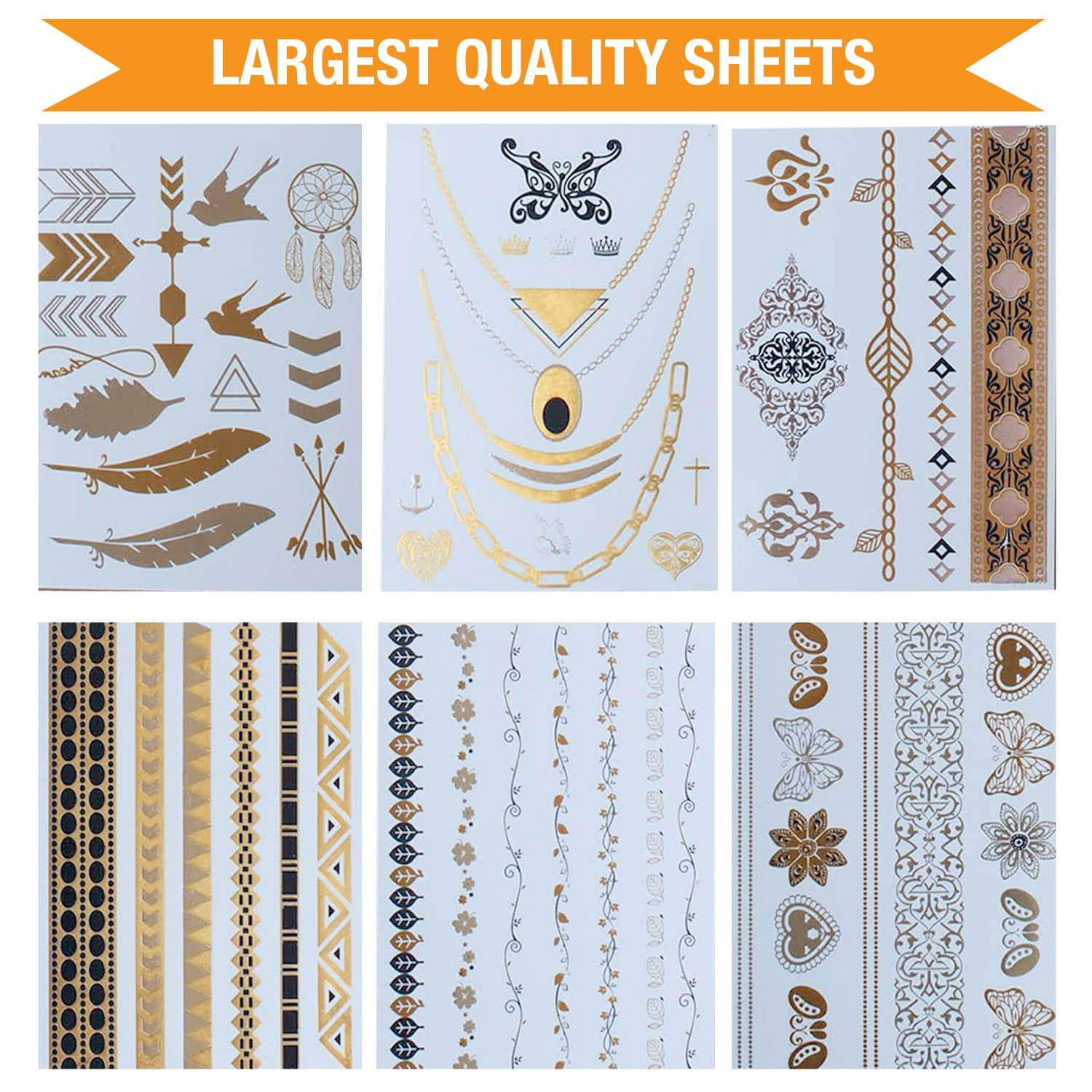 Glitz by Mottos Temporary Metallic Jewelry Tattoos, Elegant Collection