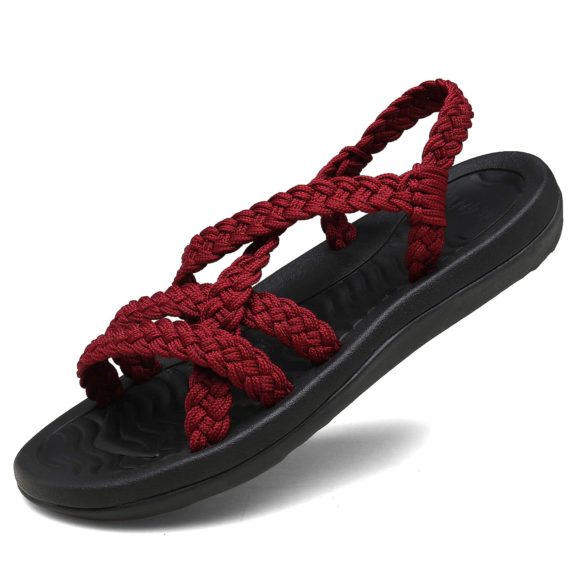 EAST LANDER Women's Comfortable Flat Walking Sandals with Arch Support Waterproof for Walking/Hiking/Travel/Wedding/Water Spot/Beach.18ZDKDEA01-W8-6 BD Bordeaux