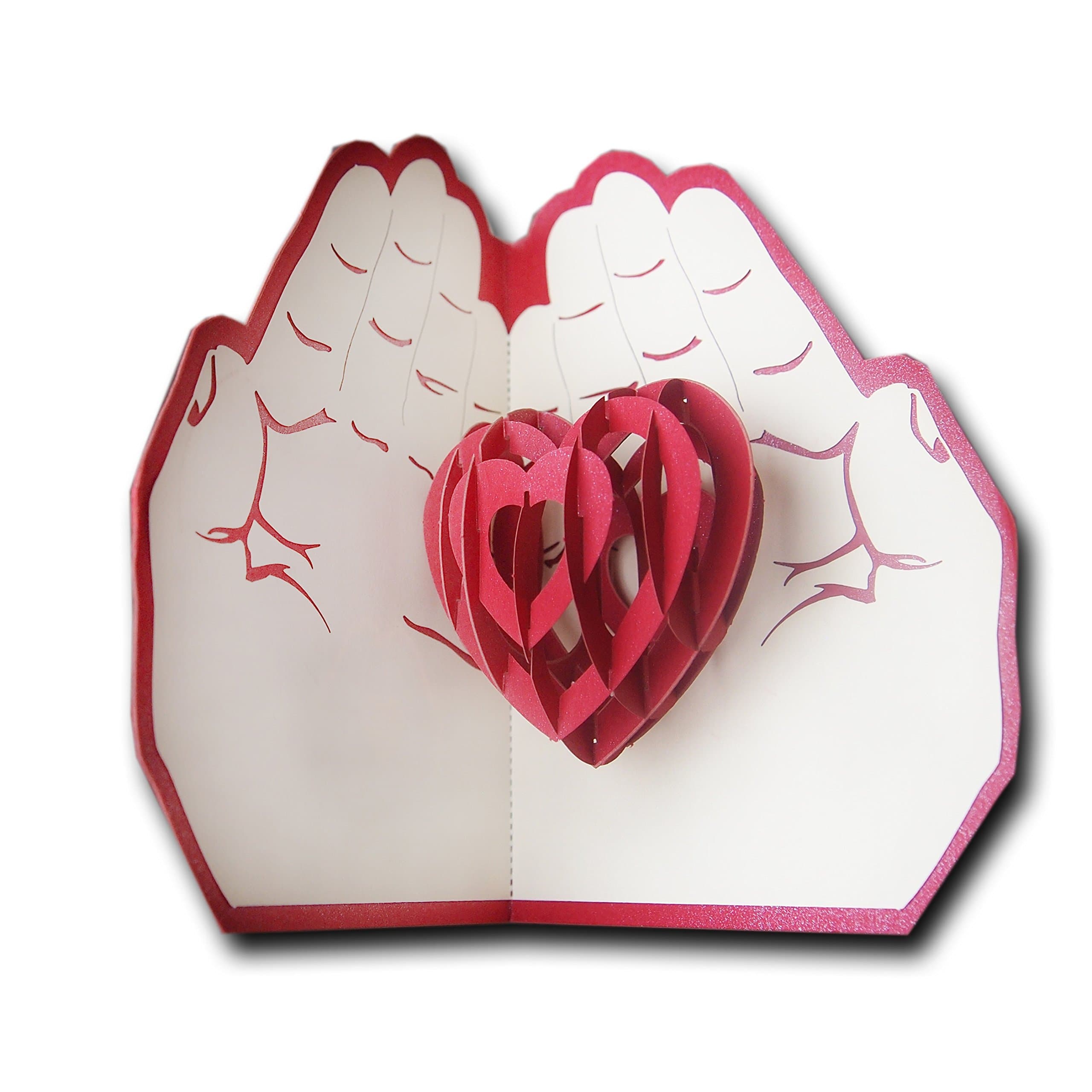 AtlantisForYou3D Pop Up Love Gift Card Greeting Card Heart In Hands Birthday Anniversary Valentine's Day