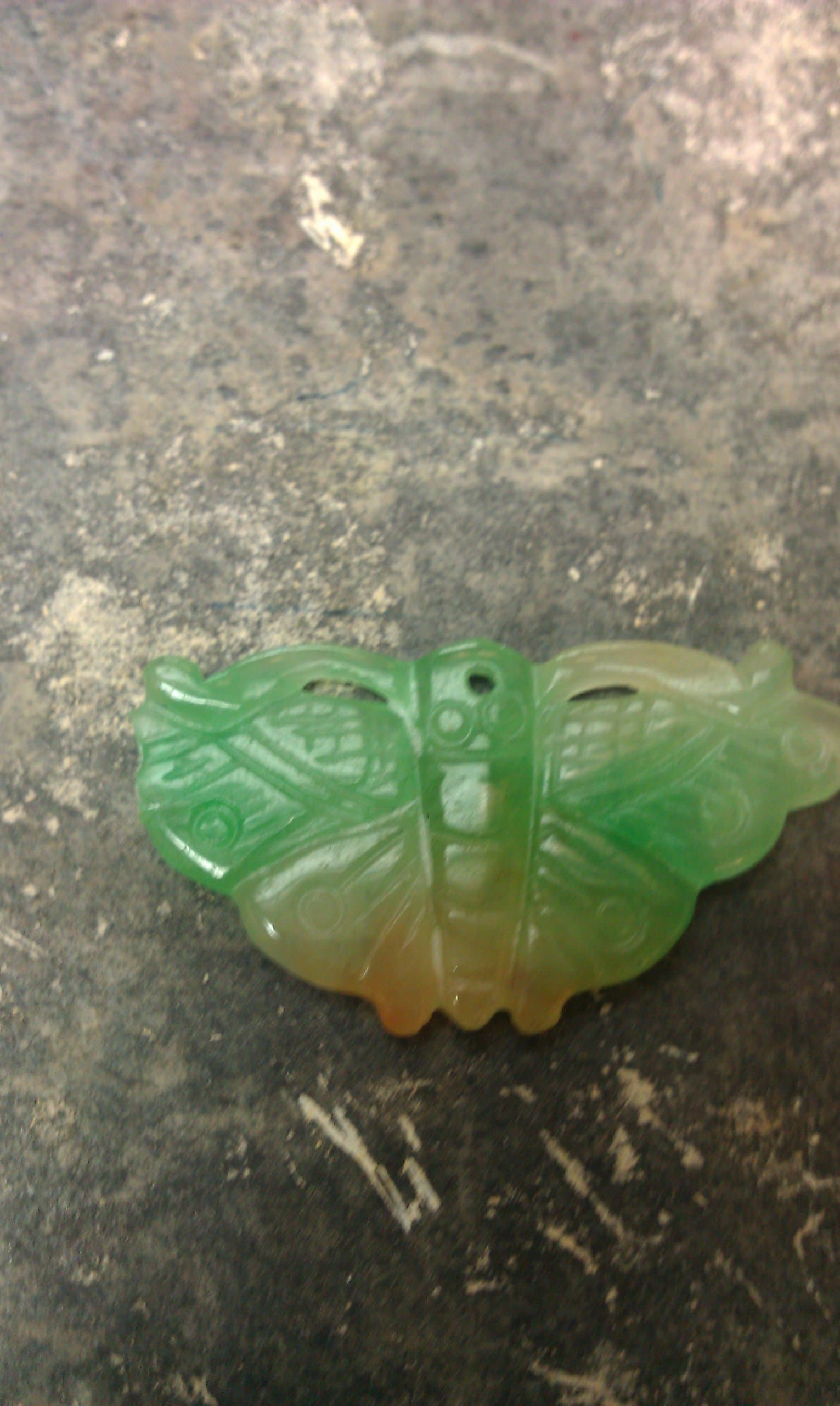 Hand-Carved Multi-Colored Jade Butterfly Pendant - Inspiring