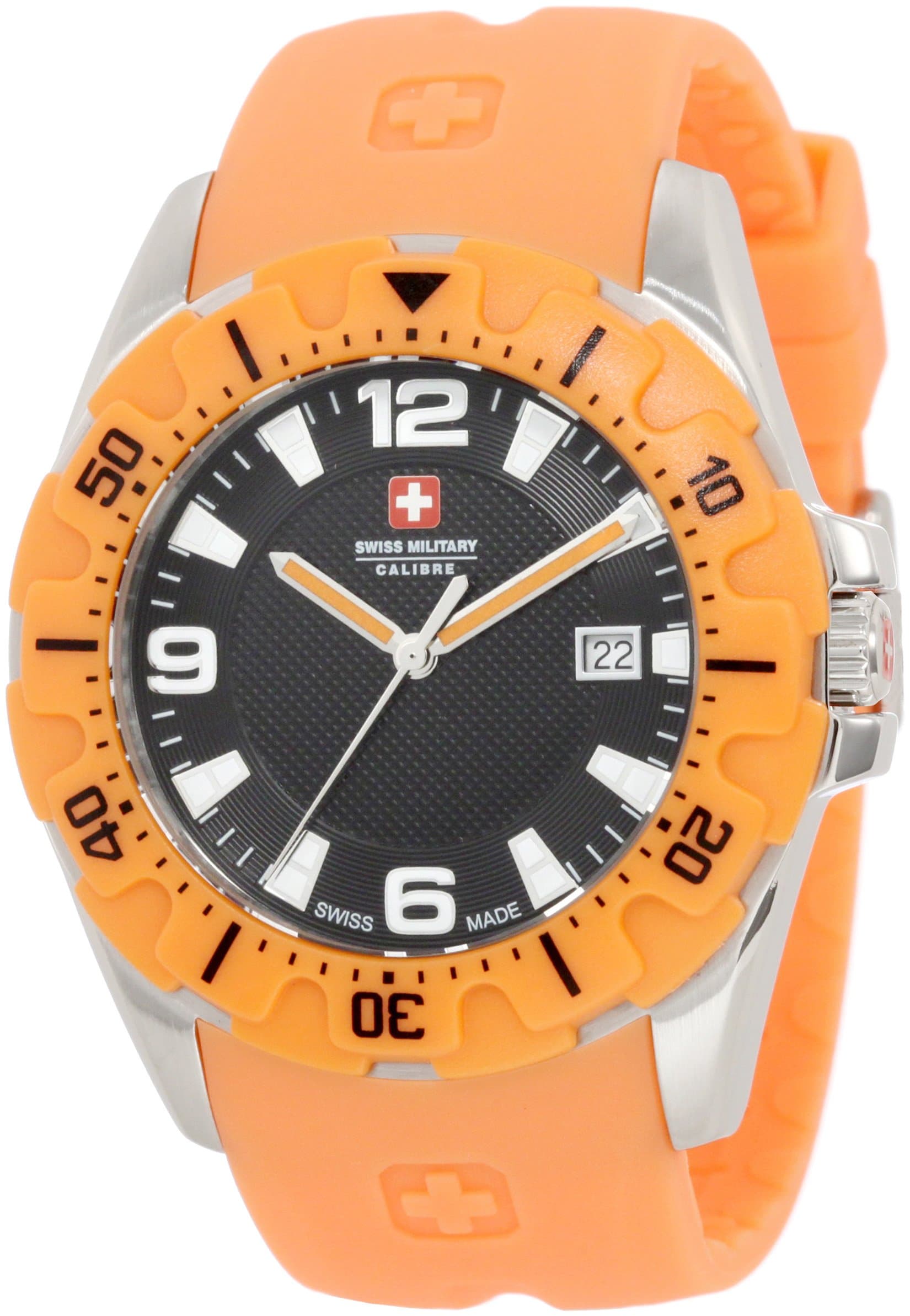 Swiss Military Calibre Men's 06-4M1-04-007.79 Marine Textured Dial Orange Rubber Date Watch