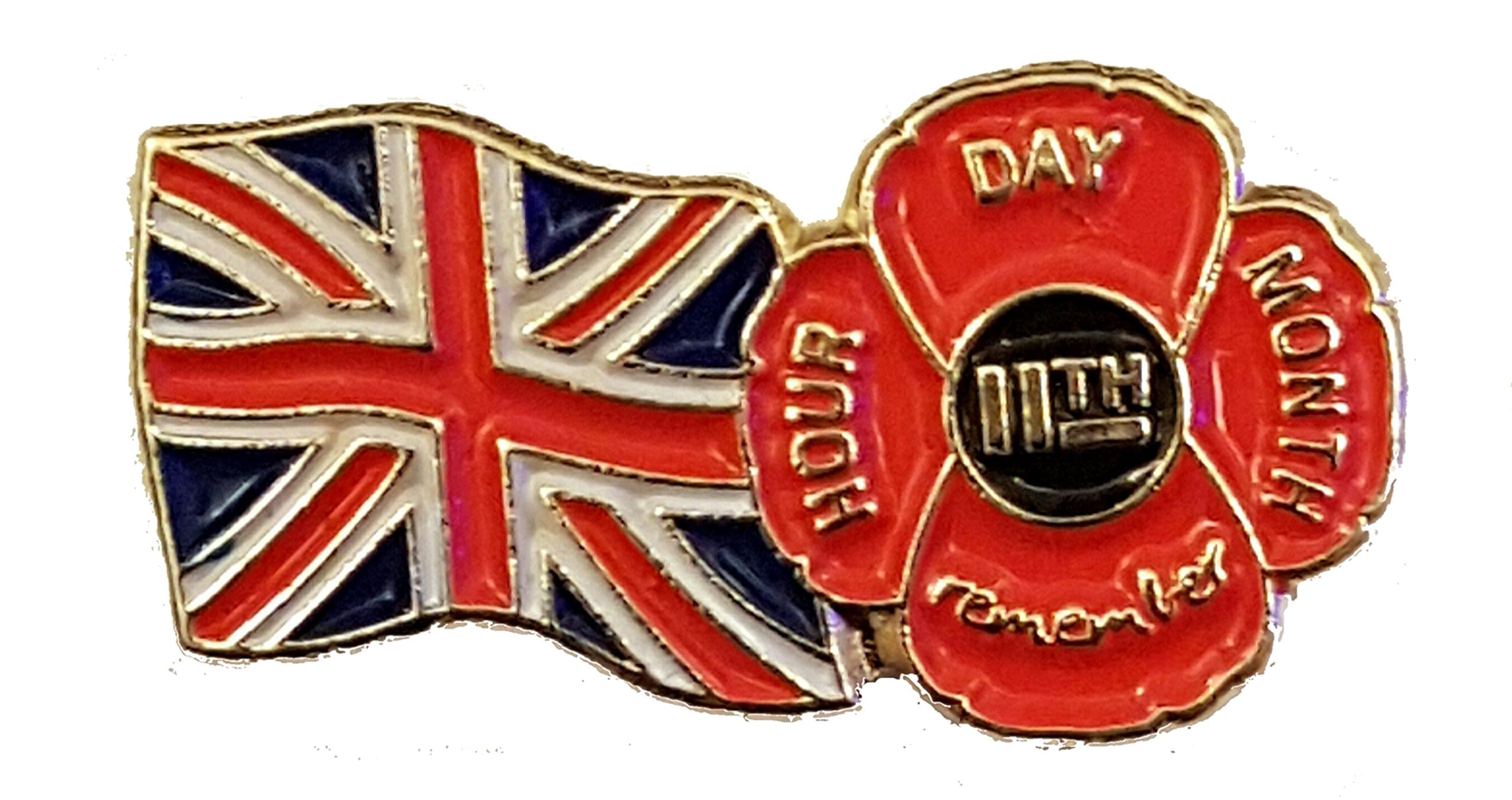 BadgesRed Flower Union Flag Pin Badge
