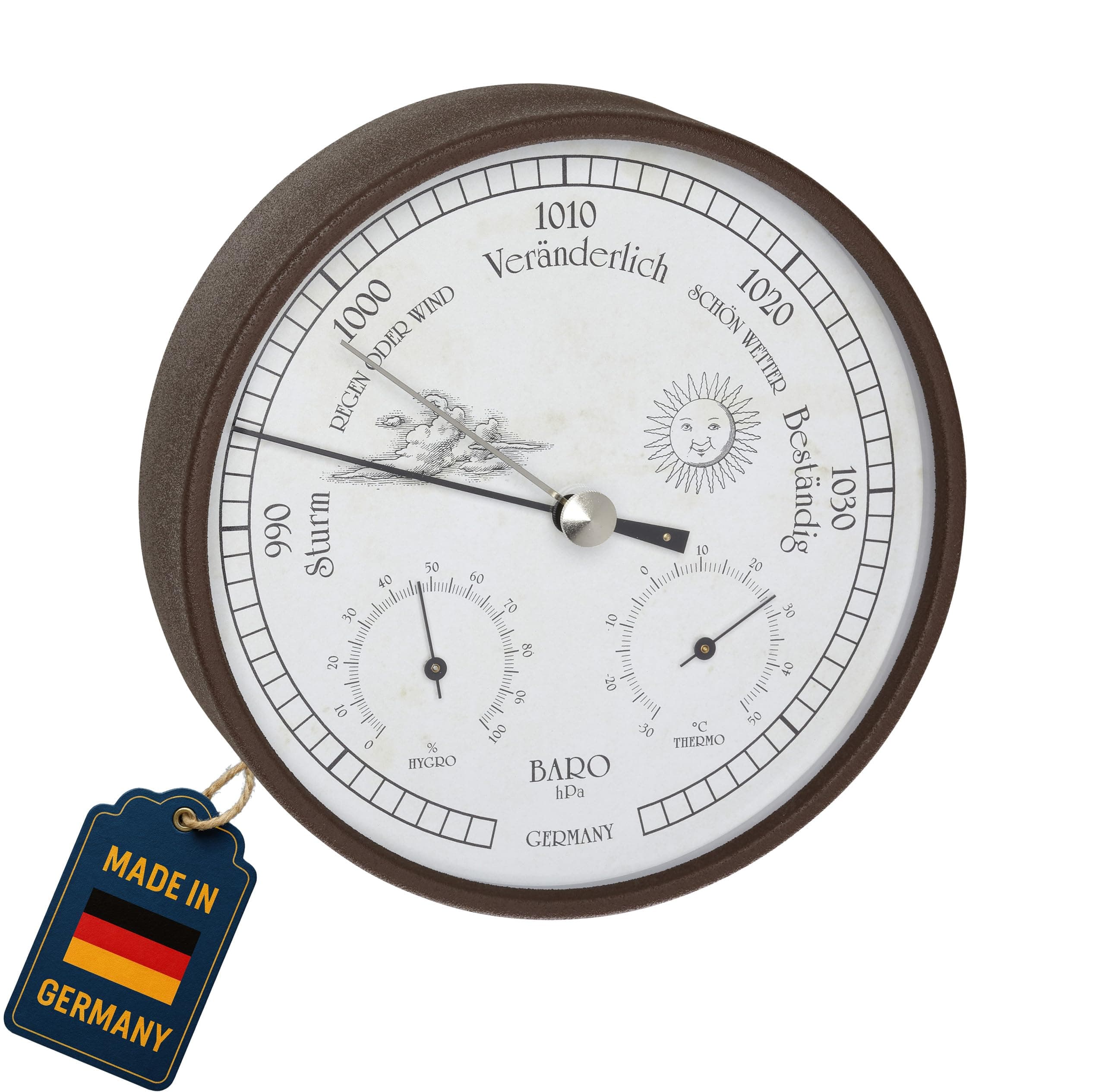 Dostmann 20.2027.08 Analogue Weather Station for Indoor and Outdoor Use, Rust Look, Barometer, Hygrometer, Thermometer, Weatherproof