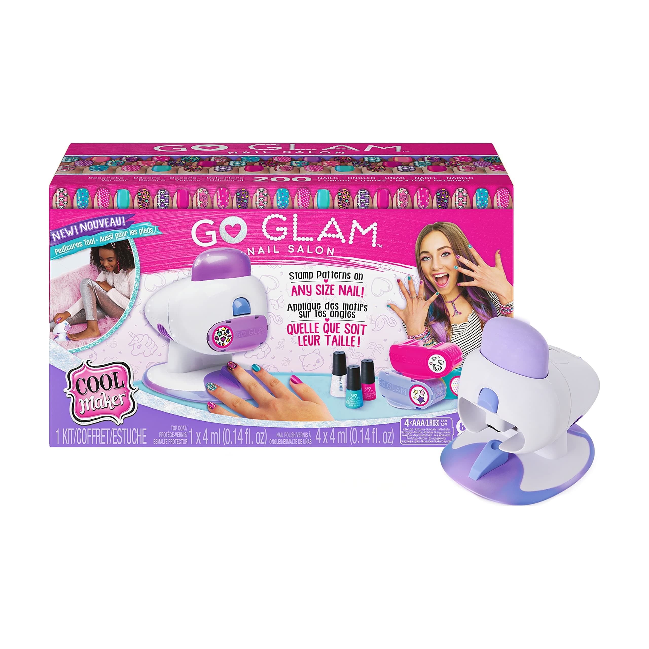 Cool Maker, GO Glam Nail Stamper Deluxe Salon with Dryer for Manicures and Pedicures with 3 Bonus Patterns and 2 Bonus Nail Polishes, Amazon Exclusive