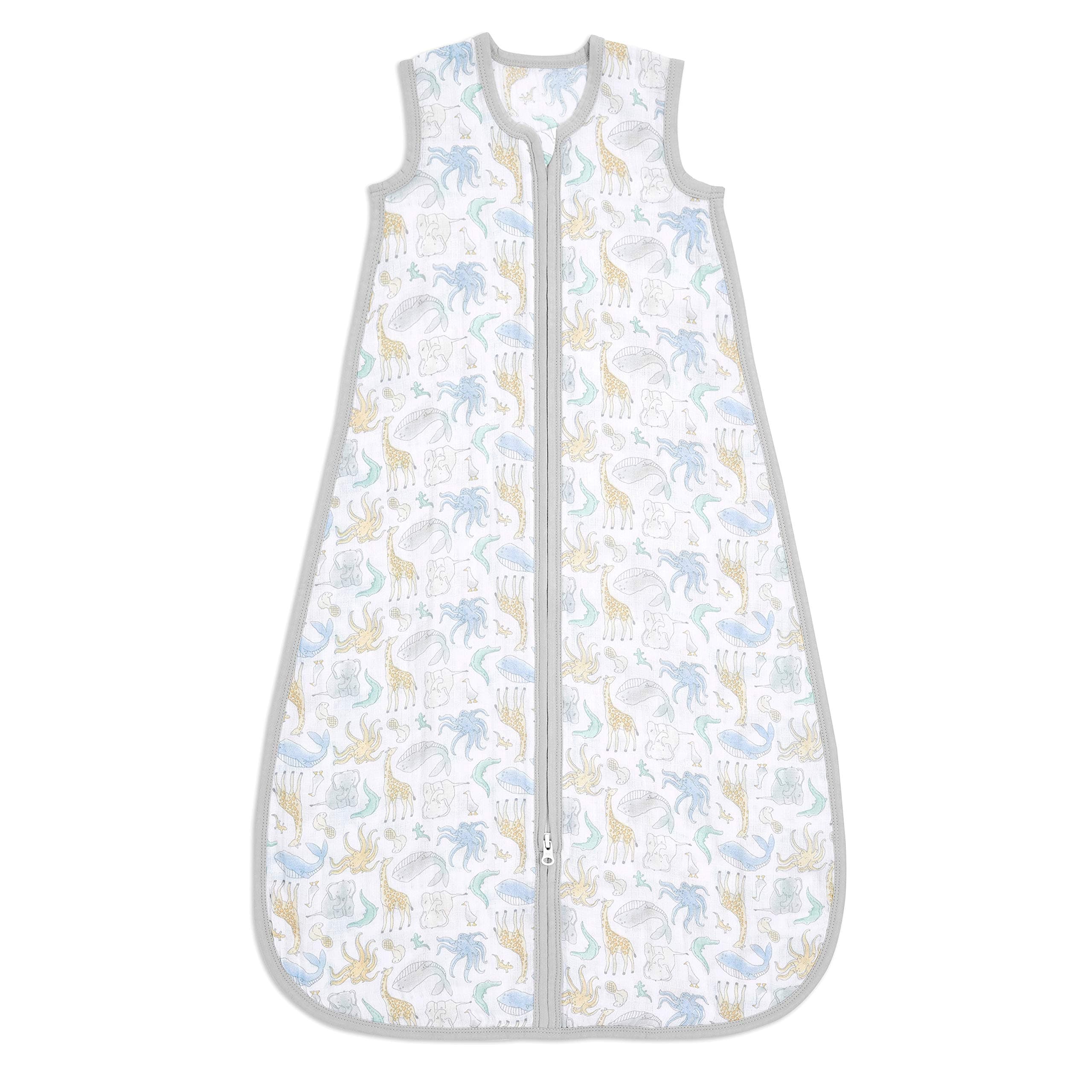 aden + anais Essentials Classic Sleeping Bag, 100% Cotton Muslin, Wearable Baby Blanket, Natural History - Species, Medium, 6-12 Months