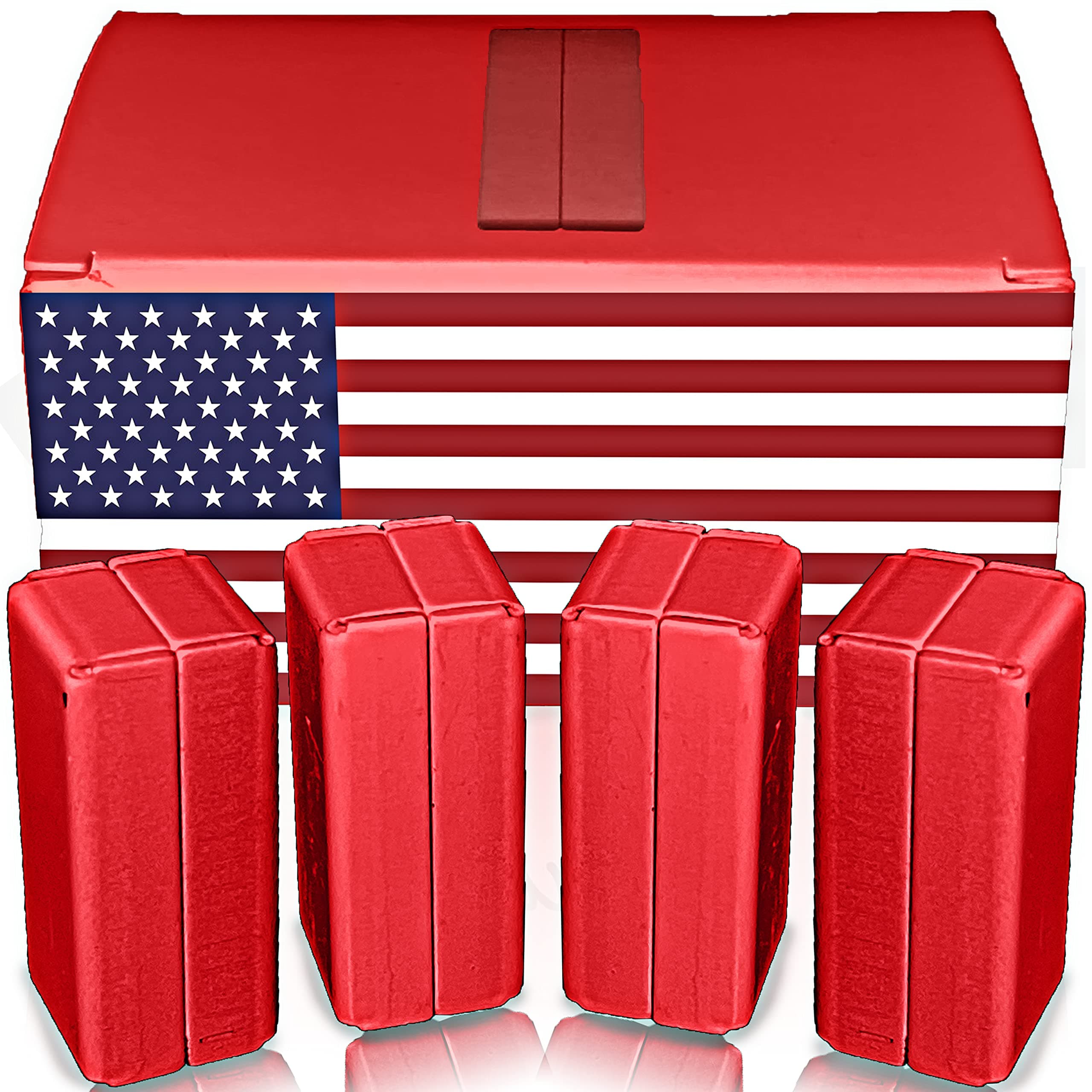 Homie Magnetic Flag / Curtain Weights 8 Pack of Waterproof Magnets + Carrying Case, Great For Stopping American Flag Tangles, Clip On Bottom, Heavy Duty Works Outdoor To Stop Wind (Red)