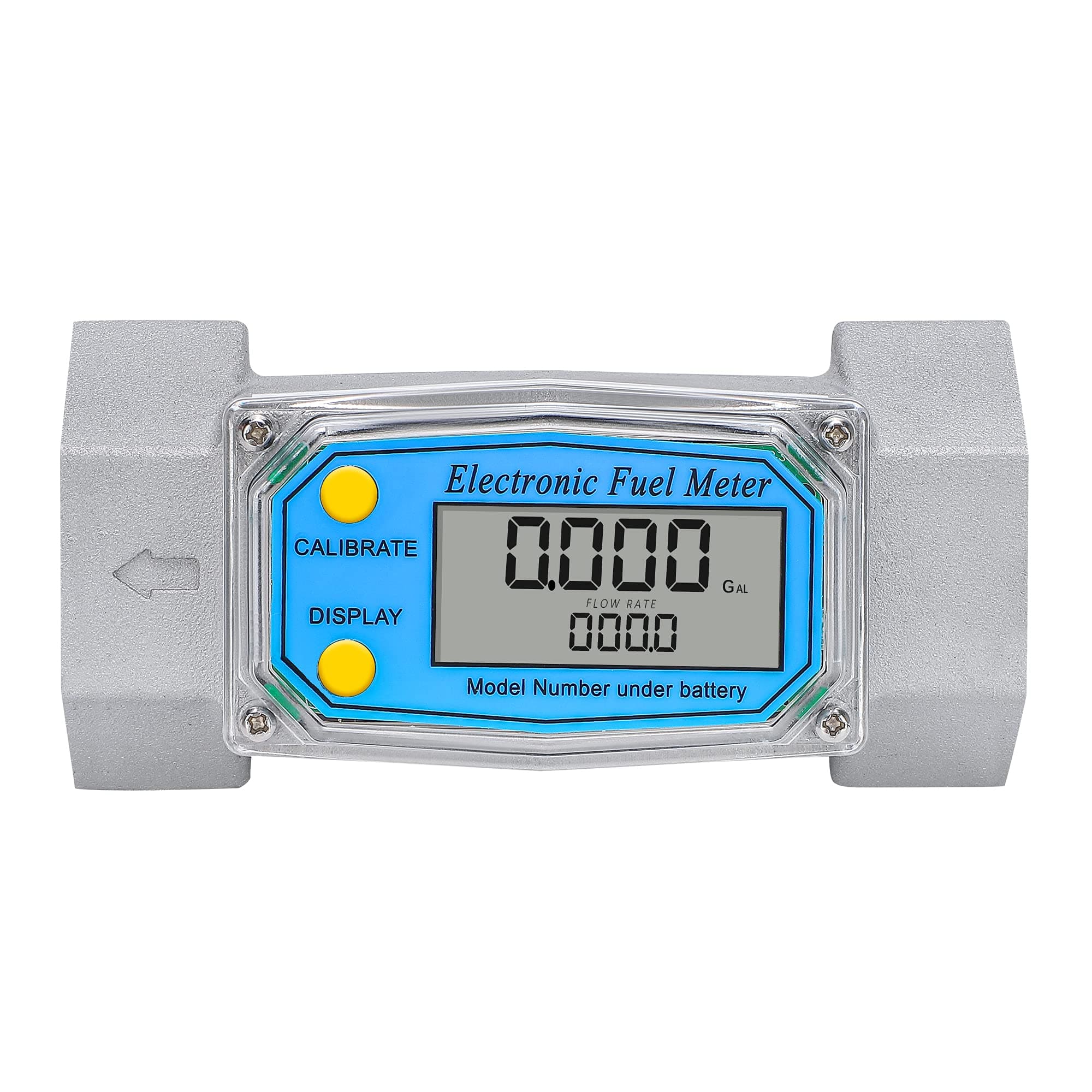 CGOLDENWALL Turbine Flow Meter LCD Digital Display Flowmeter with 1.5" FNPT Inlet/Outlet, Gas Oil Fuel Flowmeter for Diesel, Kerosene, Gasoline 10.6-74 GPM (40-280 LPM)