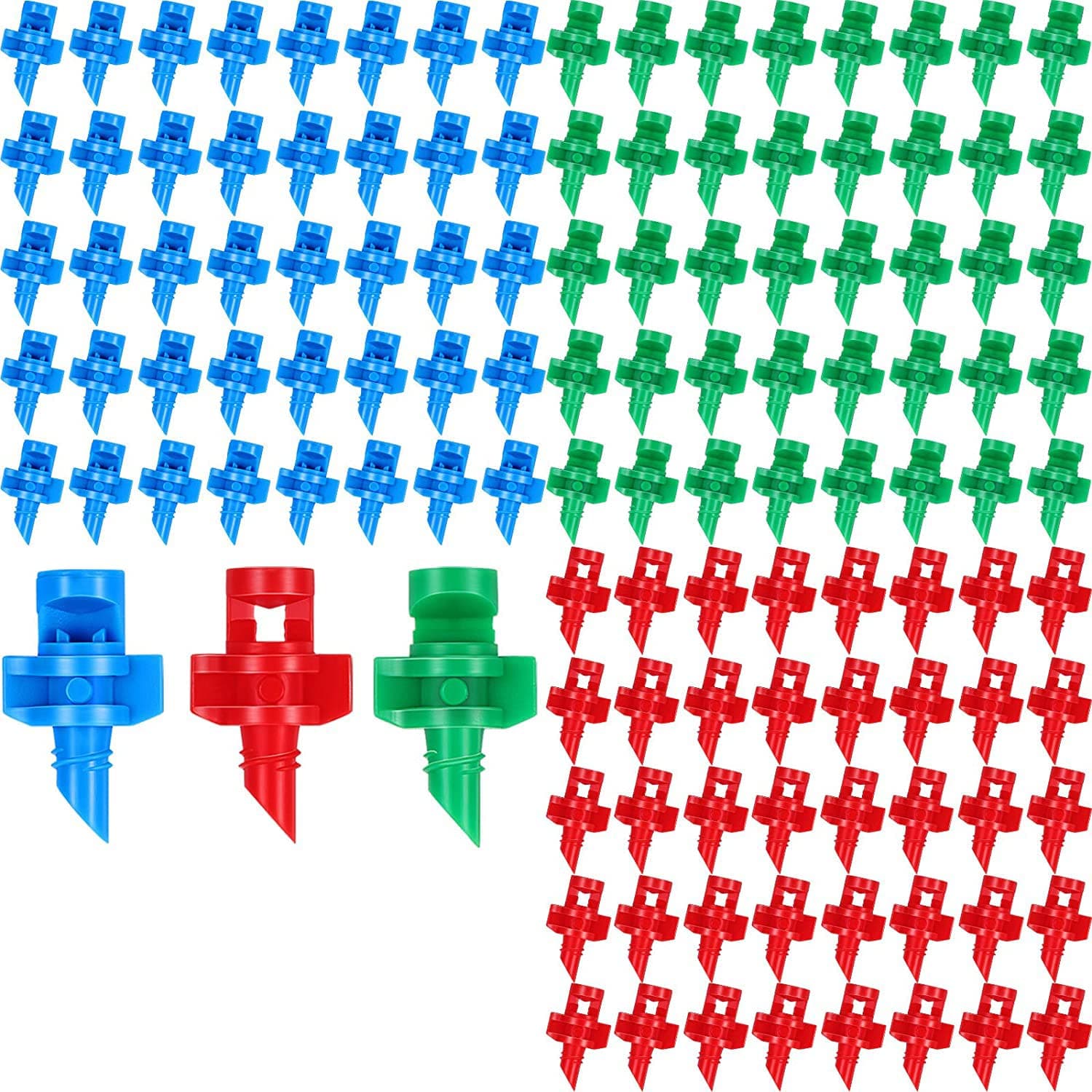 150pcs Water Spray Misting Nozzle Mini Sprinkler Sprayer Drip Irrigation for Plants Garden Lawn Irrigation System, 90 Degree, 180 Degree, 360 Degree, Plastic (150pcs Total | 50pcs Each)