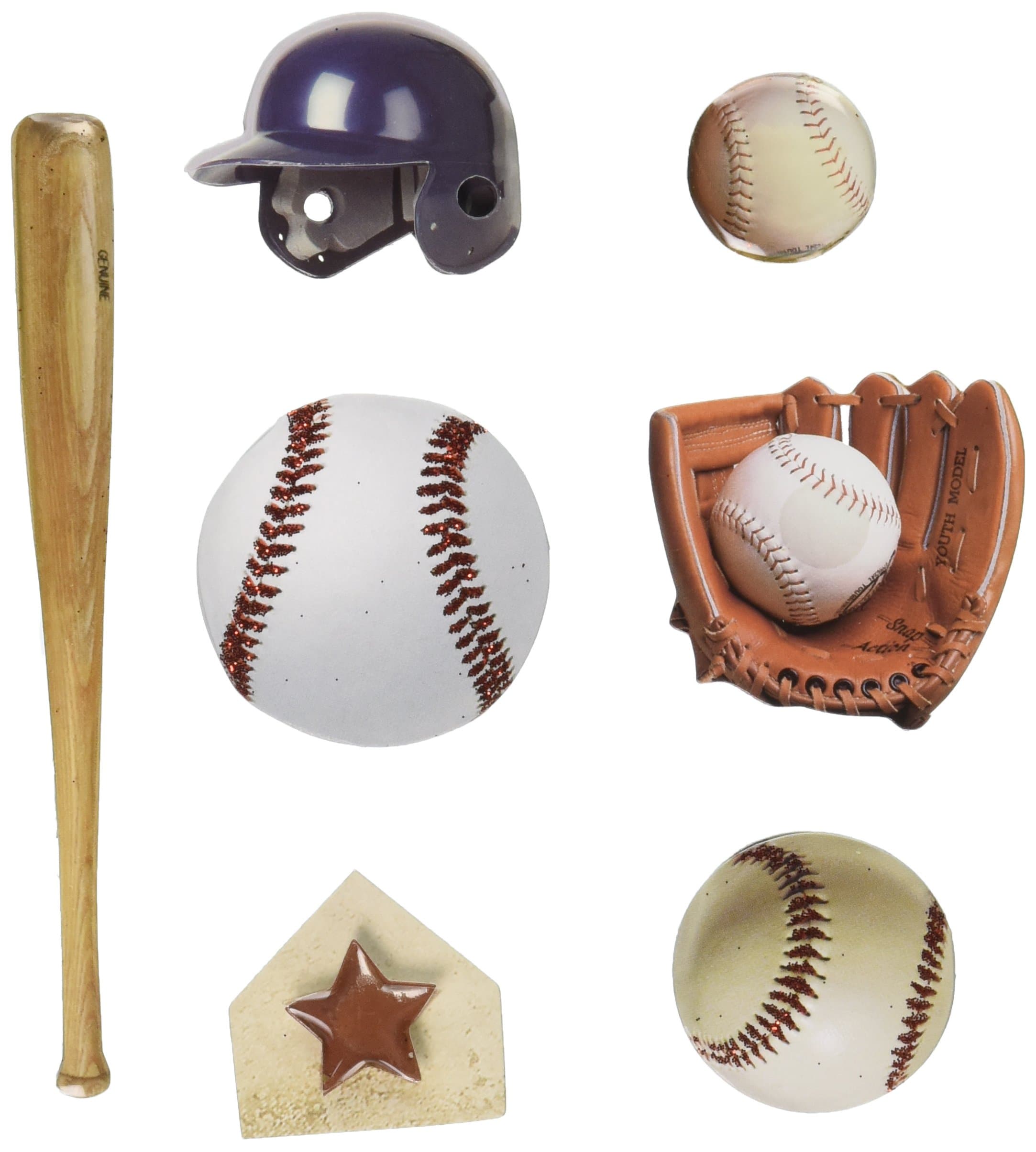 Paper House Productions STEM-0005E 3D Cardstock Stickers, Baseball, 2-Inch (3-Pack)