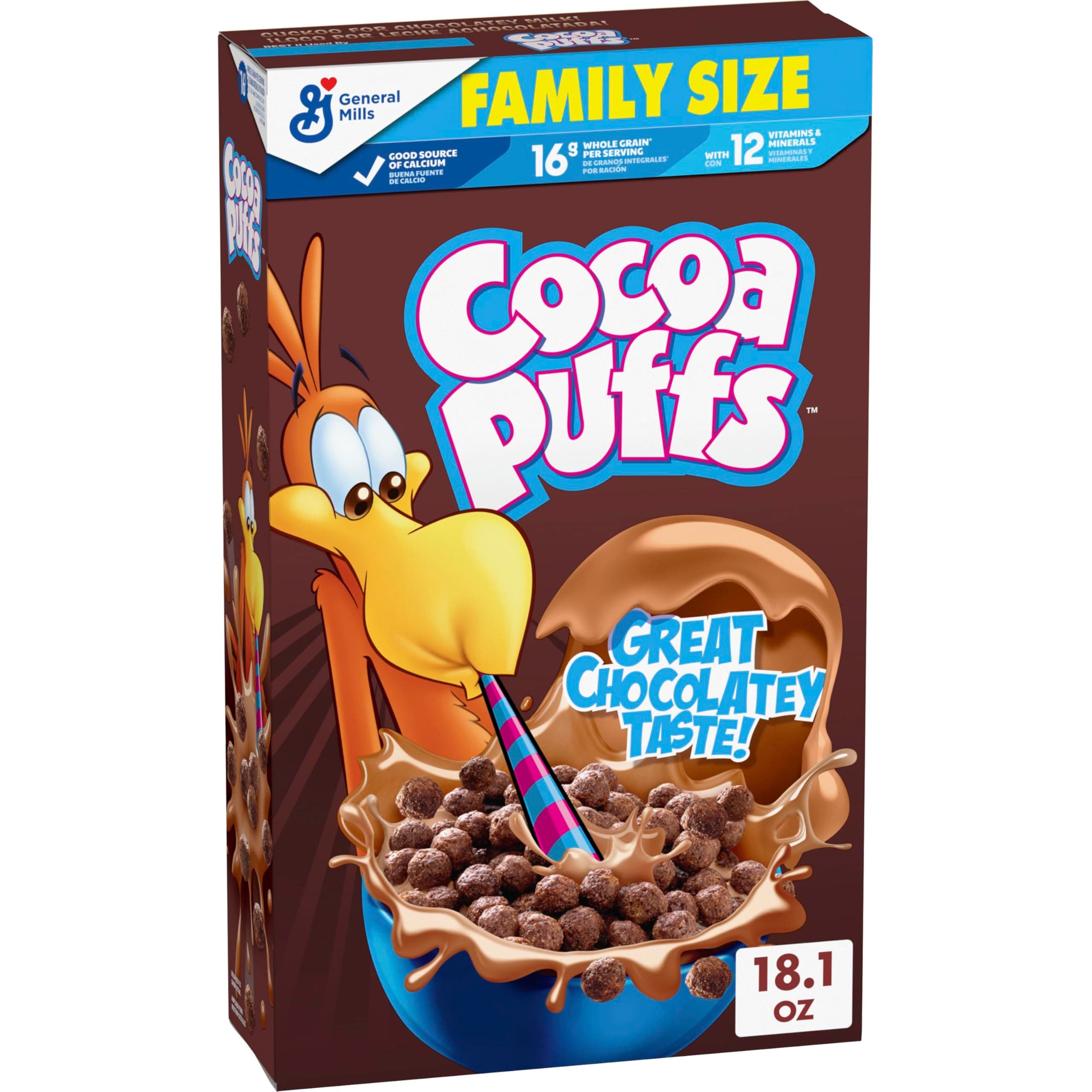 Chocolatey Breakfast Cereal, Made with Whole Grain, Family Size, 18.1 oz
