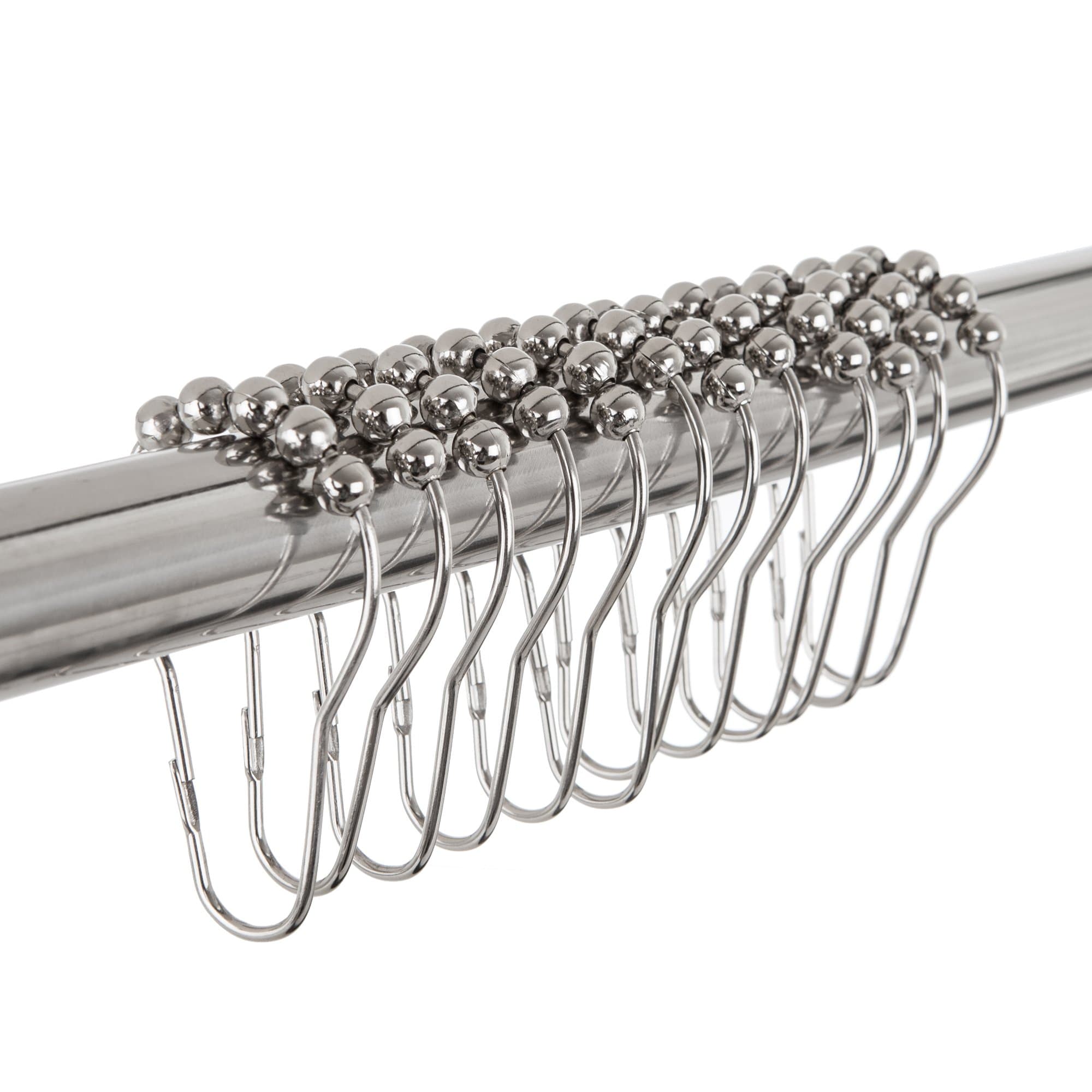 Emmabin Premium Shower Curtain Rings Hooks Rustproof Stainless Steel Made for Bathroom Shower Rod Set of 12(Polished Nickel)