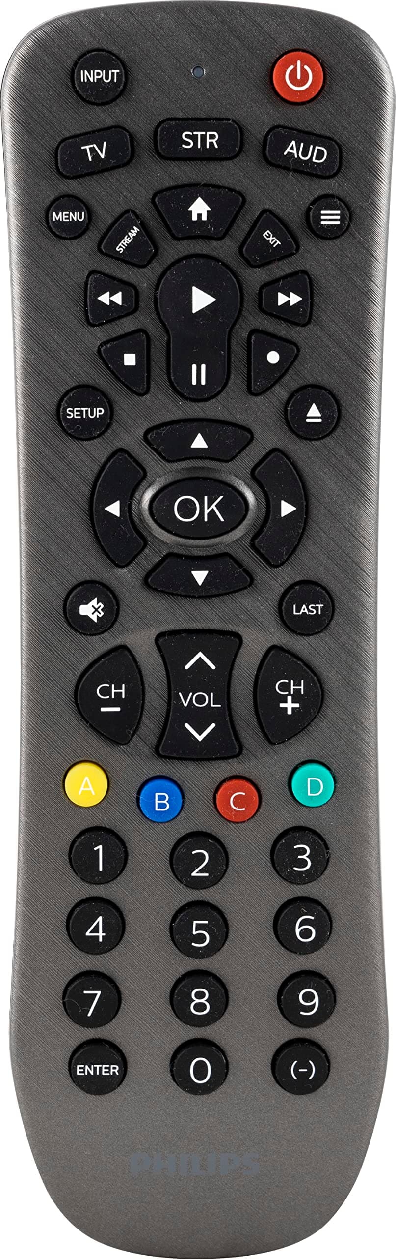 Philips Universal Remote Control Replacement for Samsung, Vizio, LG, Sony, Sharp, Roku, Apple TV, RCA, Panasonic, Smart TVs, Streaming Players, DVD, Simple Setup, 6 Device, Graphite, SRP6229G/27