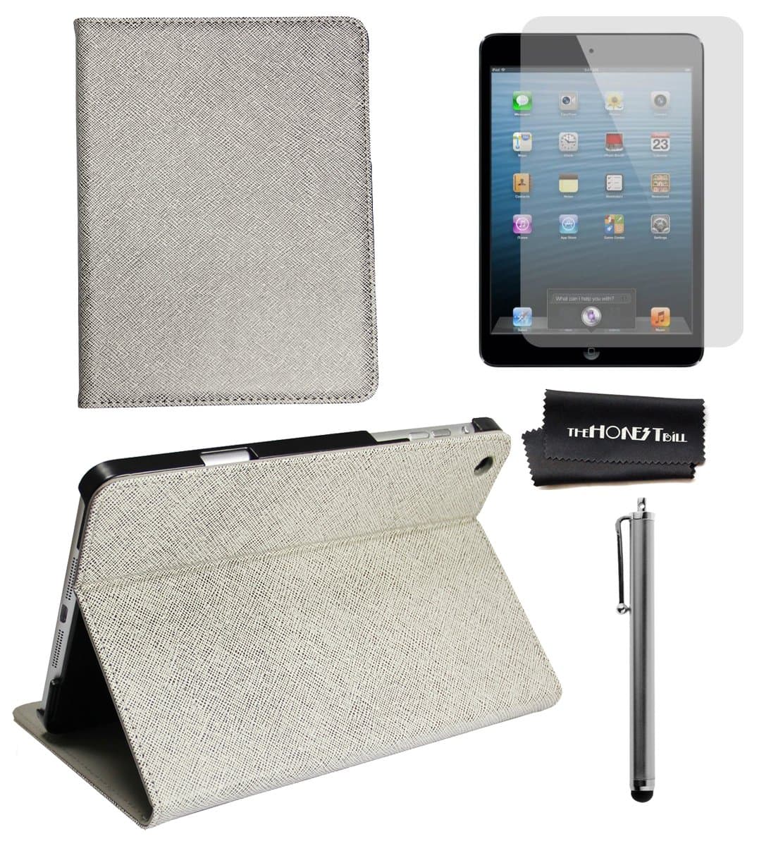 TheHonestBill PU Leather Flip/Folding Case/Cover/Stand for Apple Ipad Mini + screen protector film + stylus pen [in Retail Packaging] (Grey)