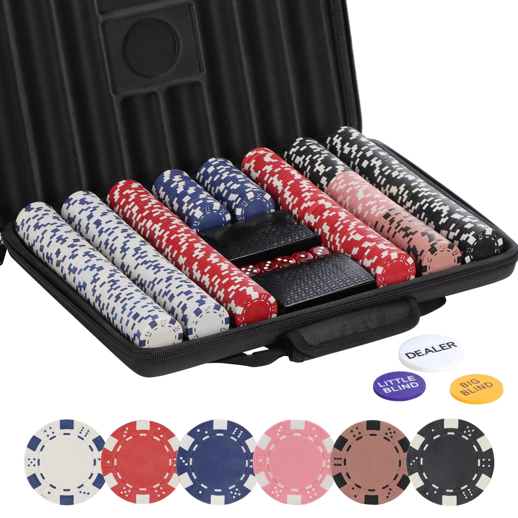 Poker Chips Set,500 Pcs Poker Chips for Texas Holdem,Blackjack,with High-Strength Oxford Cloth Handbag