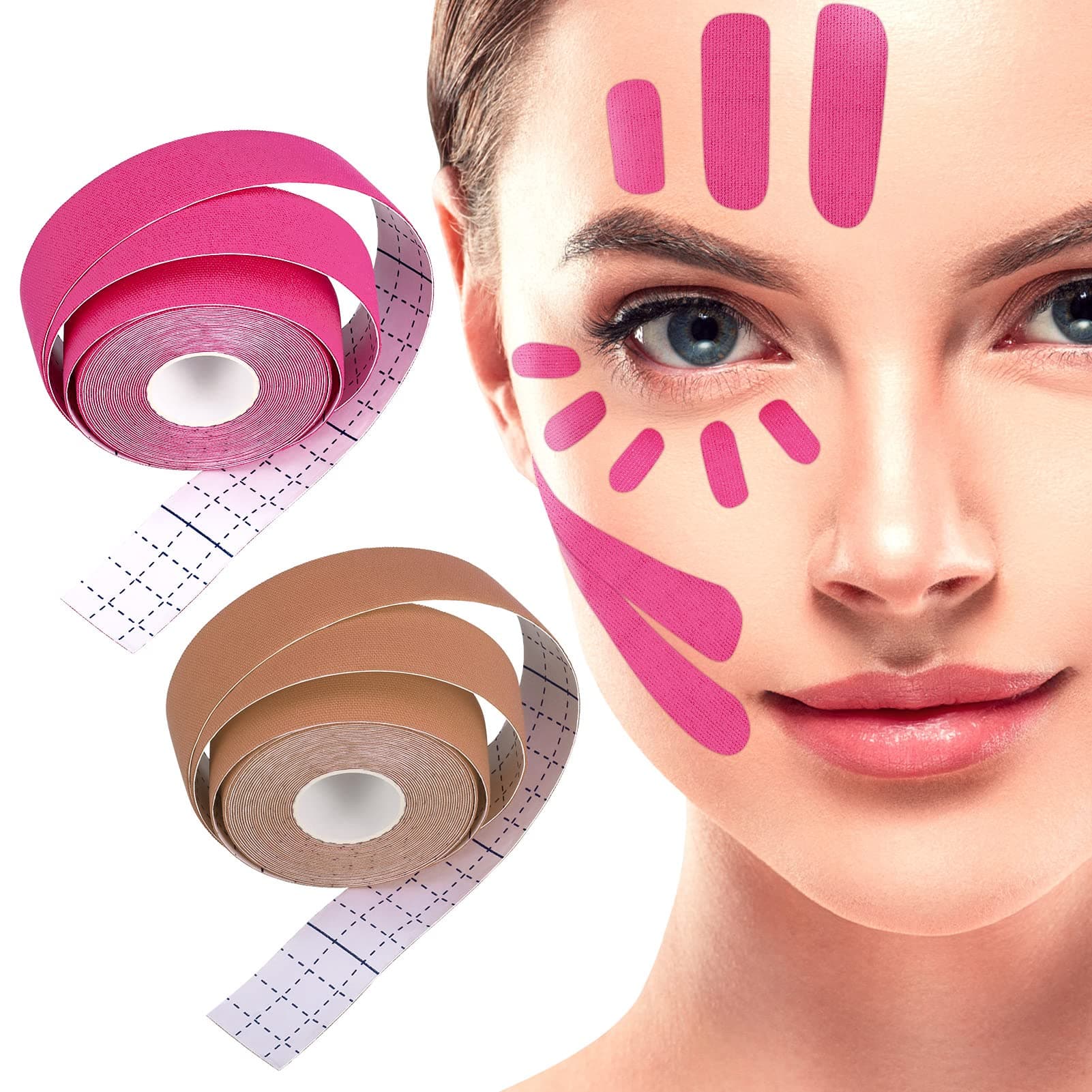 2 Rolls Anti Wrinkle Tape Wrinkle Patches, (500CM*2.5CM) Face Eye Neck Lift Tape Multifunctional High Elasticity Forehead Frown Facial Lip Mouth Wrinkles Treatment Band Sticker Chin Strap