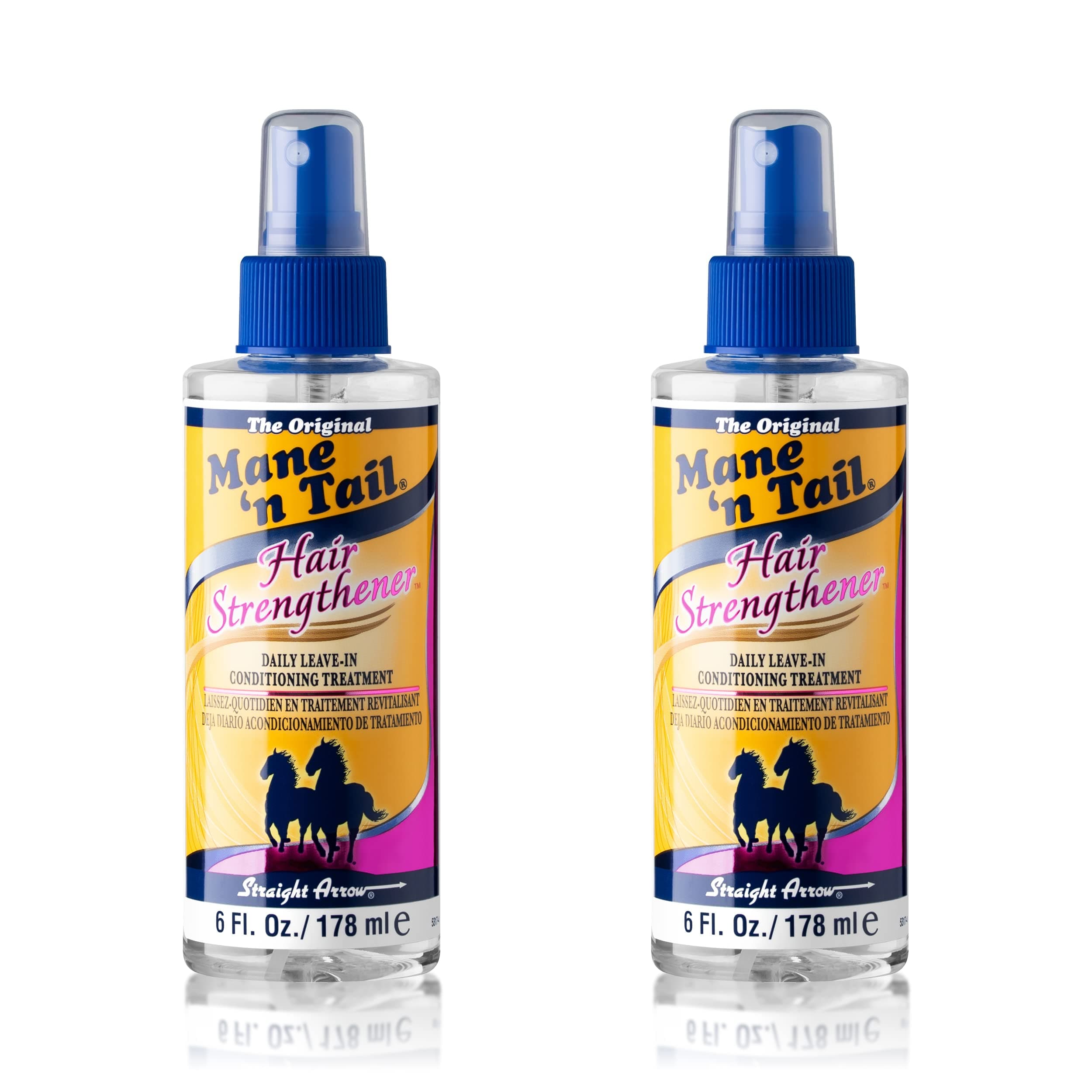 Mane 'n Tail Hair Strengthener 6oz 2 Pack – Daily Leave-In Conditioning Spray for Stronger, Healthier Hair – Fortifies, Nourishes & Protects from Heat & Styling Damage – Alcohol-Free Formula