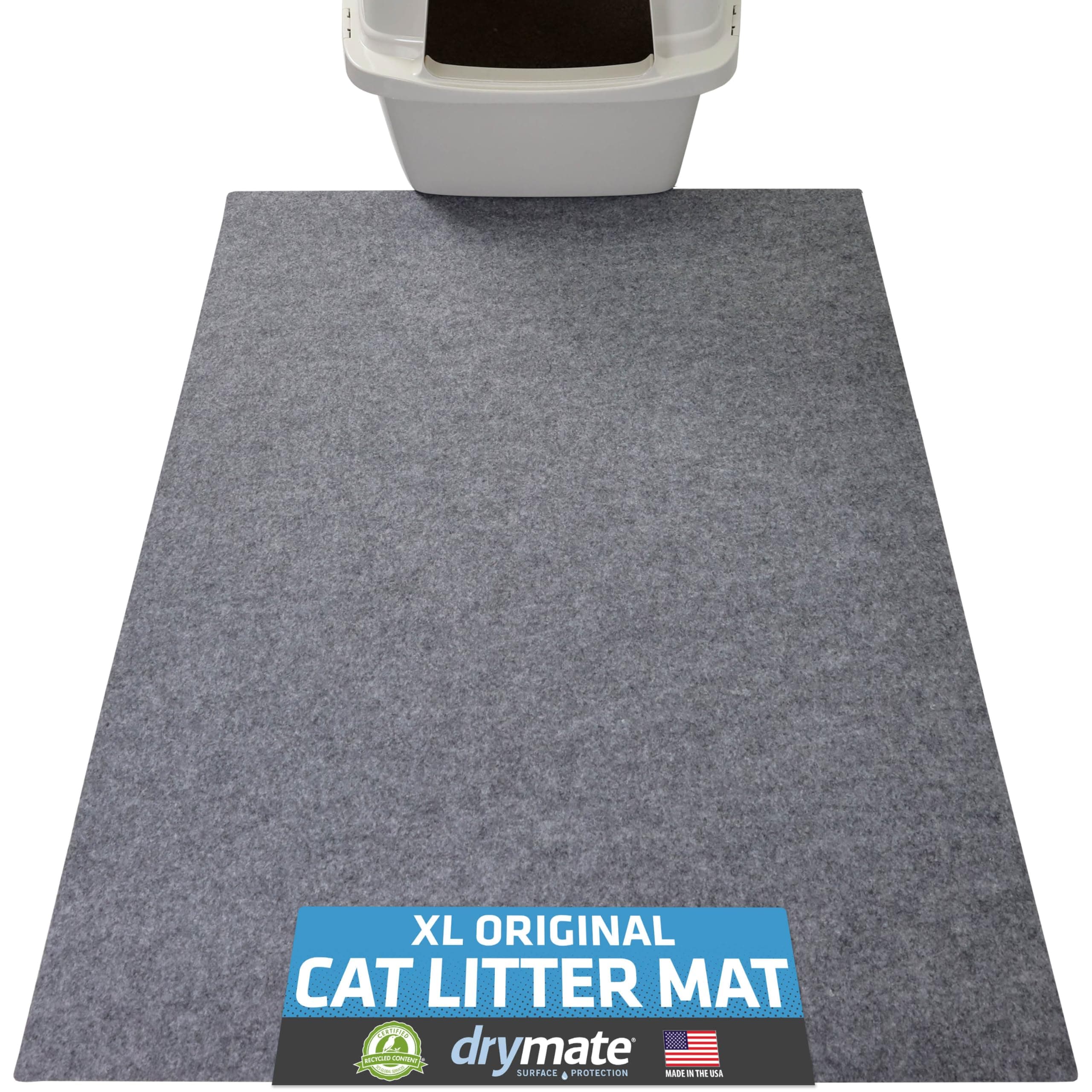 Original Cat Litter Mat, Contains Mess from Box for Cleaner Floors, Urine-Proof, Soft on Kitty Paws -Absorbent/Waterproof- Machine Washable, Durable (USA Made) (29”x36”)(Light Grey)