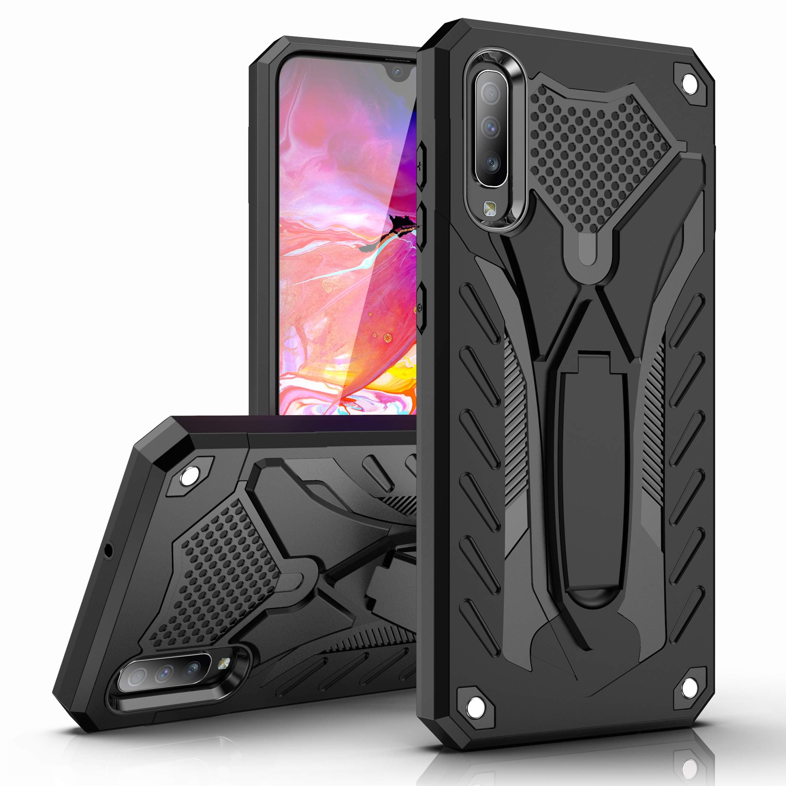 MILAN NICE Phone Case for Samsung Galaxy A70/A70S Heavy Duty Protective Hard Cover Shockproof Certified with Drop Tested with Smartphone Kickstand (Black)