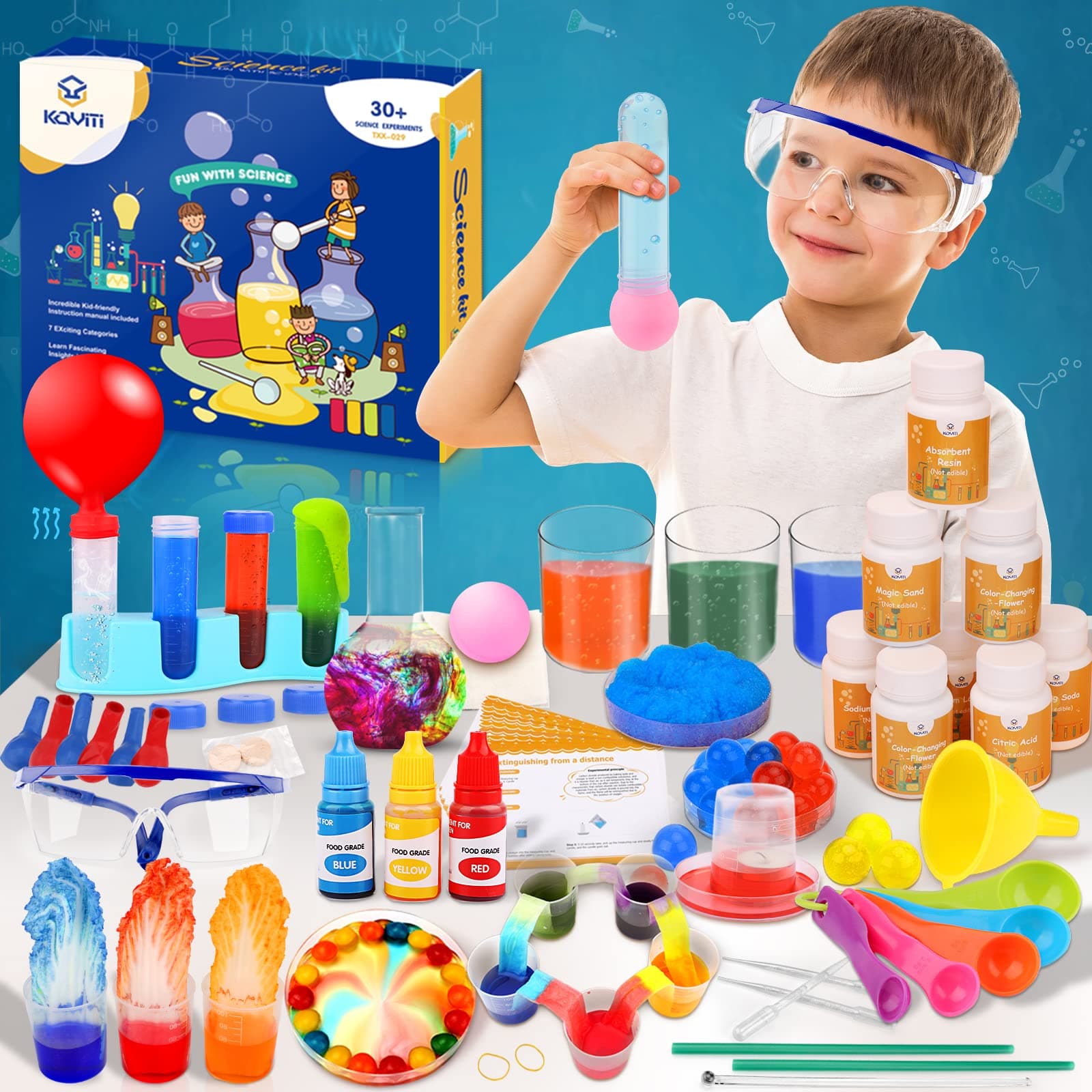 Science Kit, Over 30 Chemistry Experiments Set for Kids, DIY STEM Educational Learning Scientific Toys for Kids Age 3 4 5 6 7 8 9 10 11 Years Old Boys Girls, Gift Birthday Toys for Kids