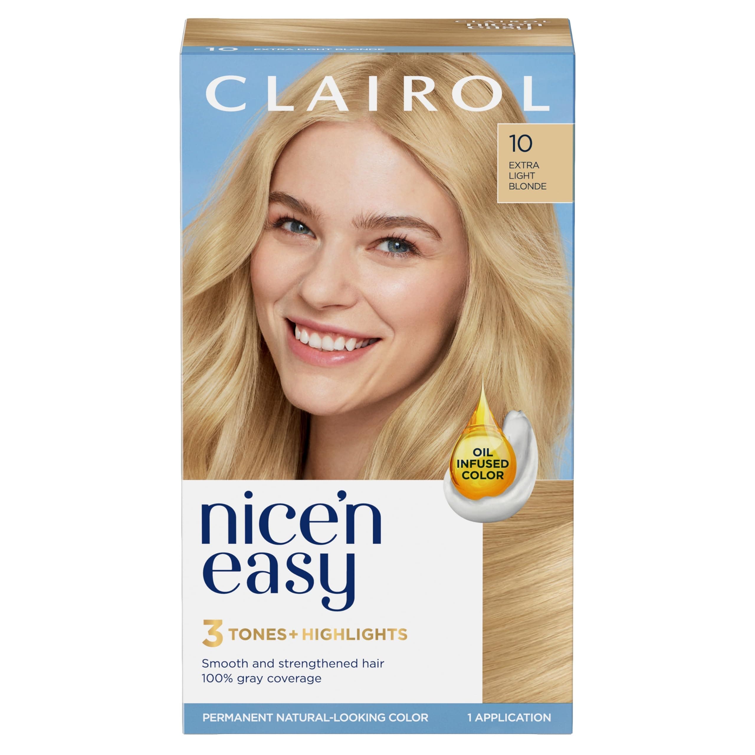 Clairol Nice 'N Easy Permanent Hair Colour, 10 Extra Light Blonde