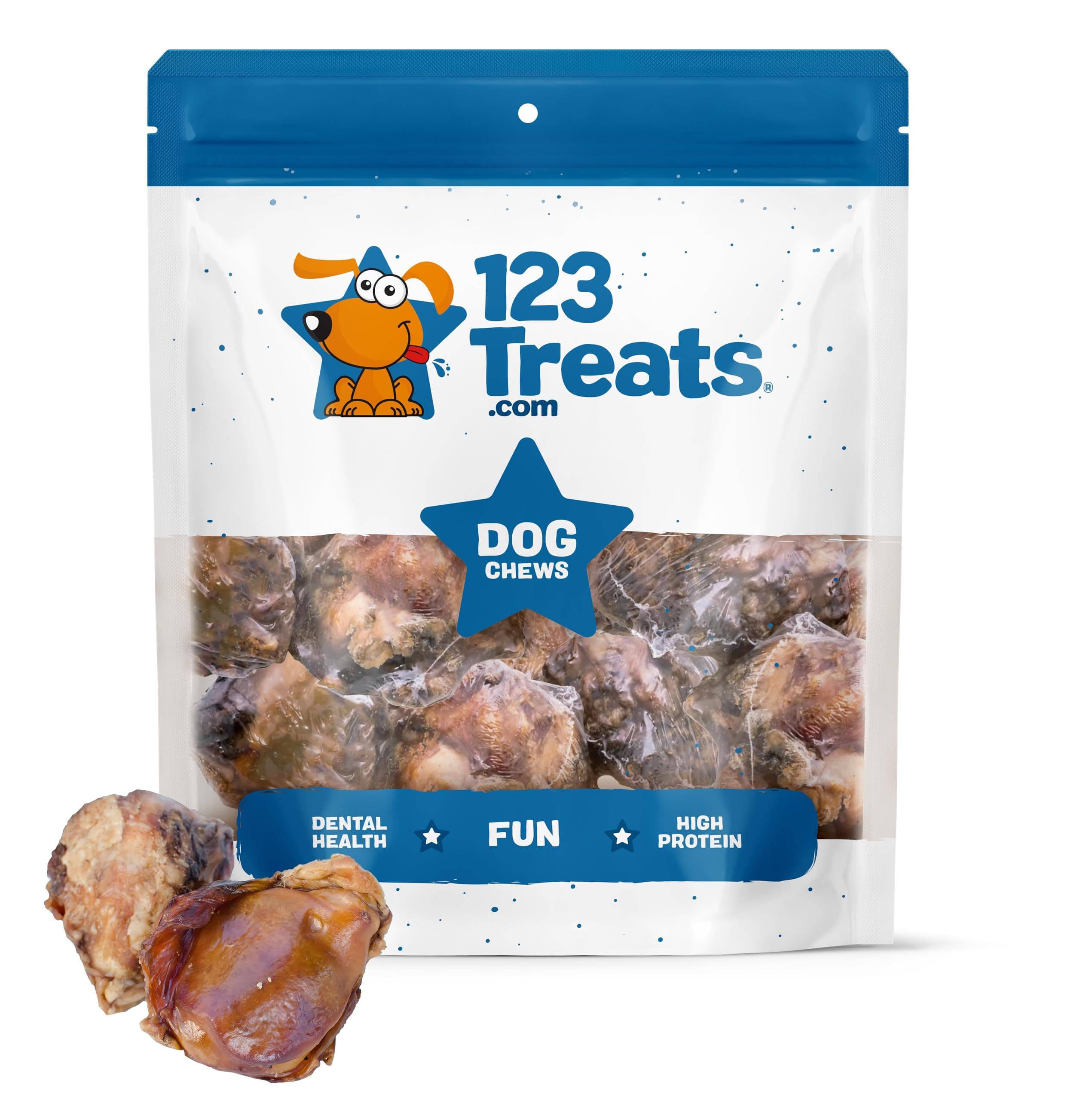 - 123 Treats - Dog Bone Knee Caps - 100% Natural & Long Lasting Beef Chews Beef Chew Treats for Pets - Ideal for Small to Large Dogs (30 Count - Made in USA)