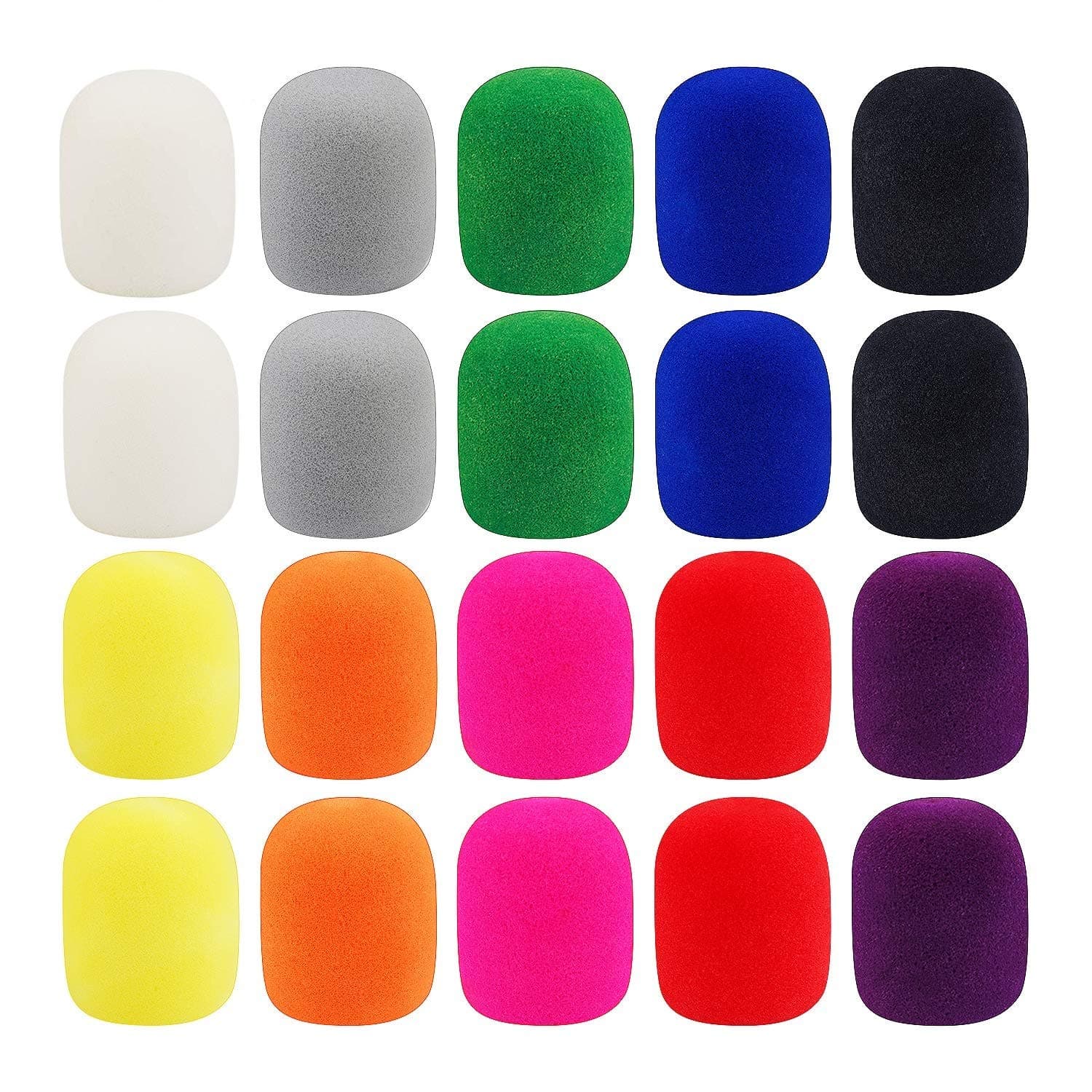 Augshy Microphone Foam Covers, 20 Pack Thick Handheld Stage Cover for Karaoke DJ - Disposable (10 Colors)