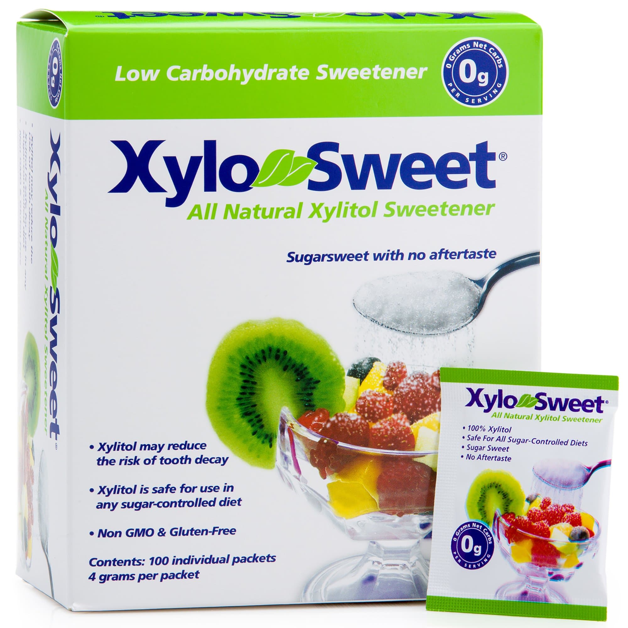 Xlear XyloSweet Plant Sourced Xylitol Sweetener - Pure Natural Sugar Substitute, Granules, Non-GMO, Gluten-Free, 100 Packets (Pack of 2)