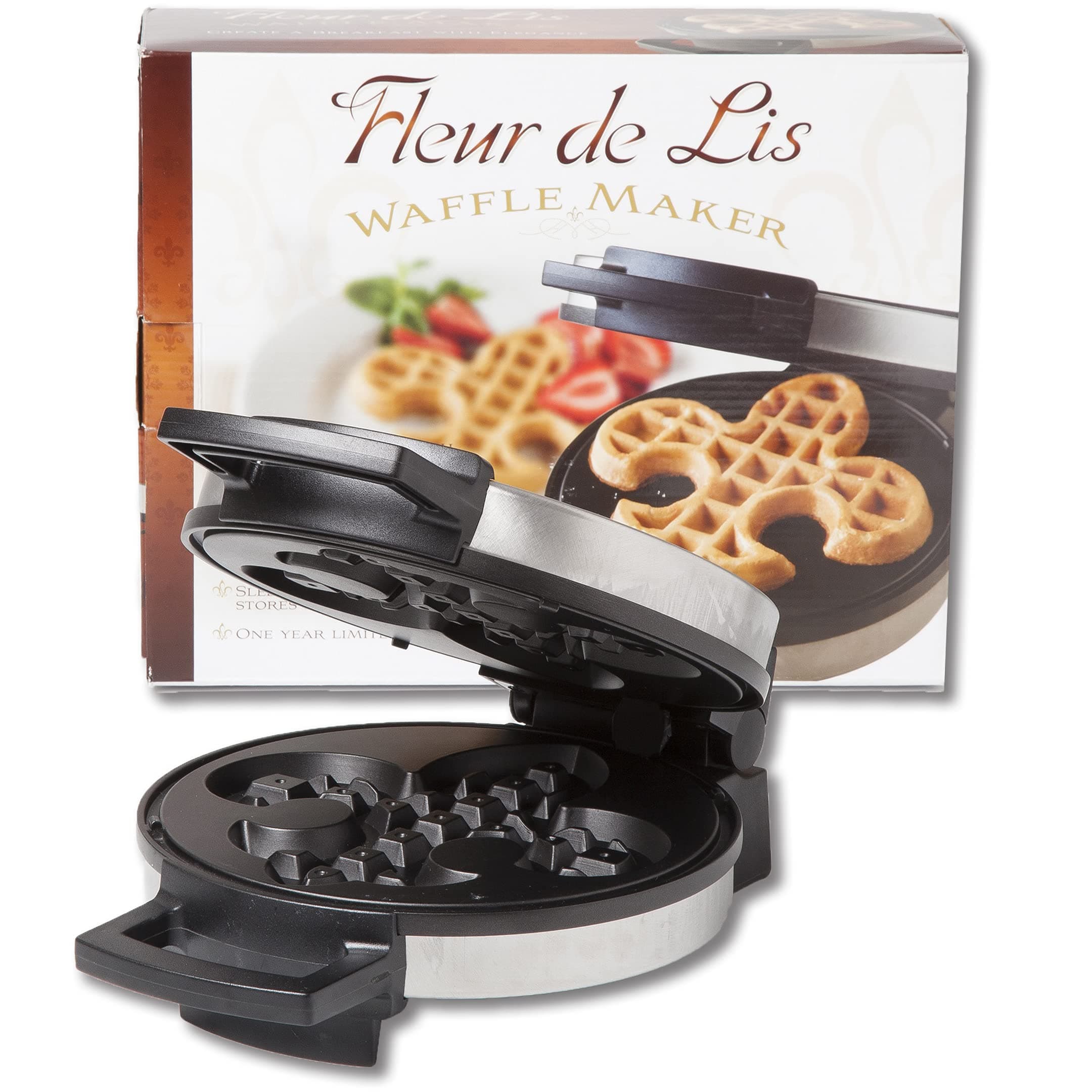 Fleur De Lis Belgian Waffle Maker | Non-stick Waffle Iron | Works Perfectly for Chaffles, Gluten Free or Paleo Pancake And Waffle Mix