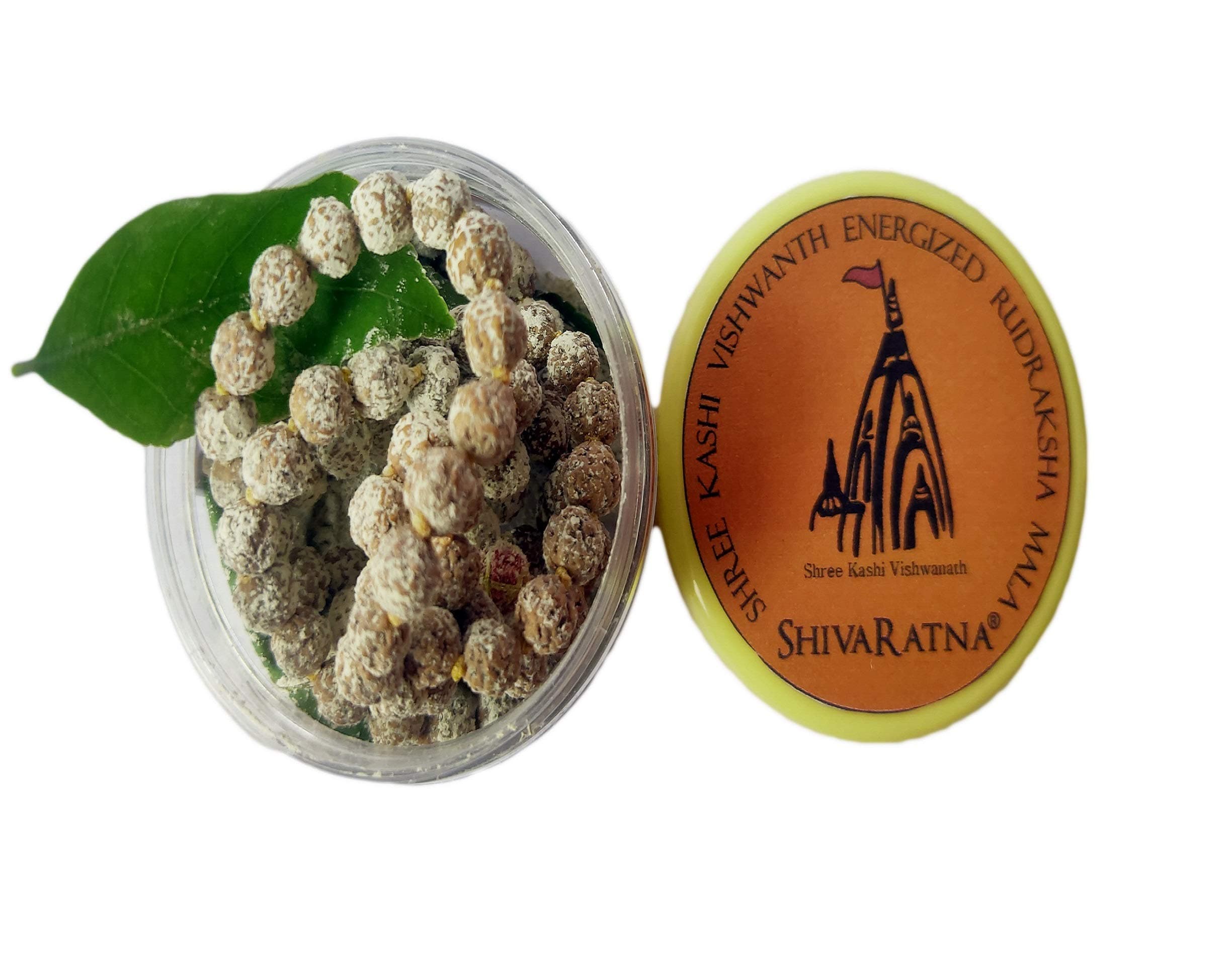 SHIVARATNA Energized Rudraksha Mala 108+1 Beads ( Energized From Kashi Viswanaath Temple With Bhasmi & Belpatra ), Brown
