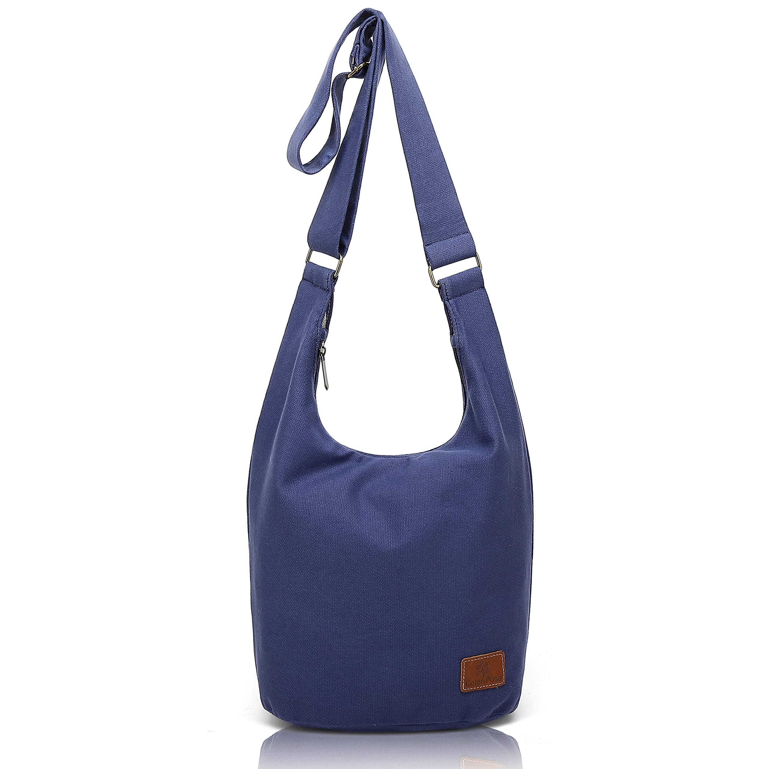 Women Hippie Crossbody Bag - Top Zip Large Capacity Canvas Sling Bag - Jacquard Cloth Handmade