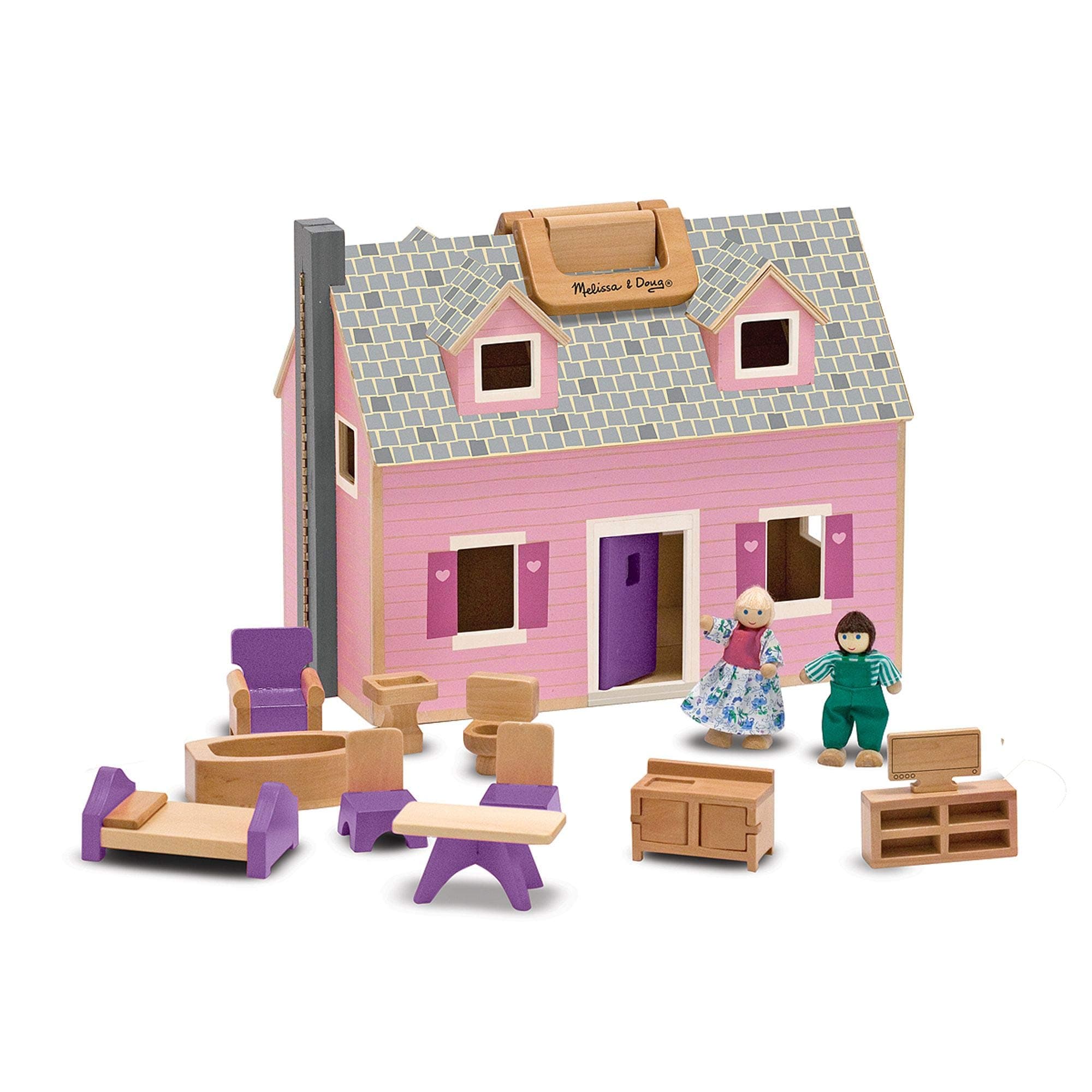 Melissa & Doug Fold & Go Dollhouse | Dollhouses & Dolls | Play Sets | 3+ | Gift for Boy or Girl