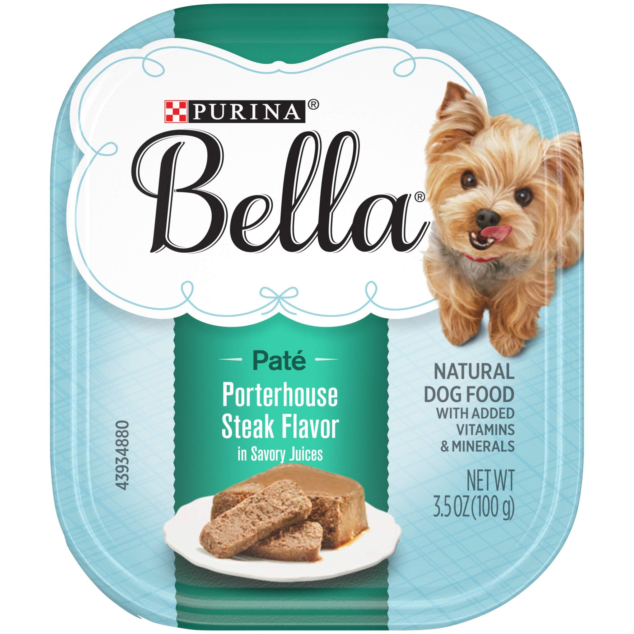 Purina Bella Natural Small Breed Pate Wet Dog Food, Porterhouse Steak Flavor in Savory Juices - (12) 3.5 oz. Trays