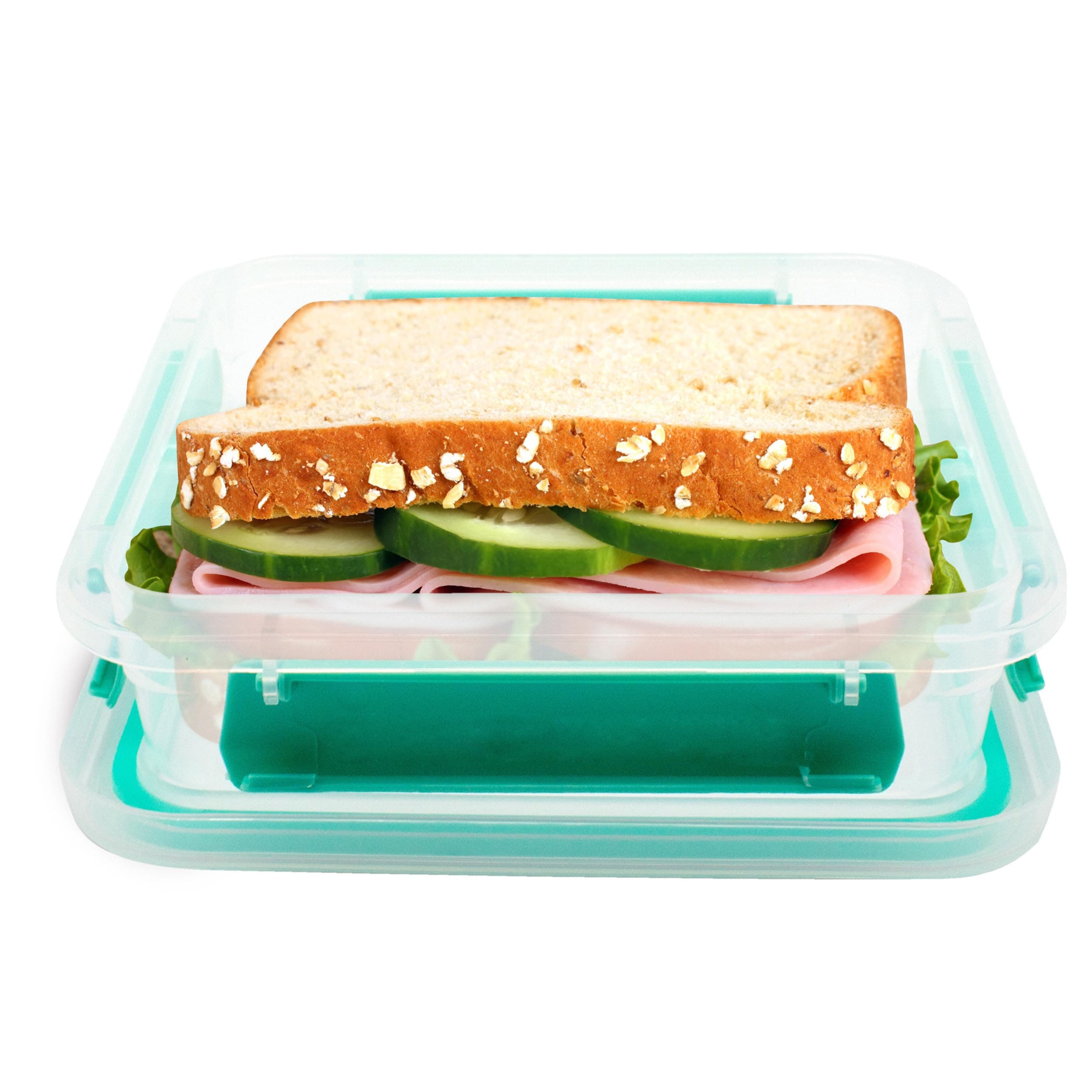 Biosmart Sandwich Container: 1 Pack Reusable, BPA Free Plastic Food Storage with Snap-Off, Vegetable Container, Sandwich Container With Leak-Proof Lid: *Colors Vary