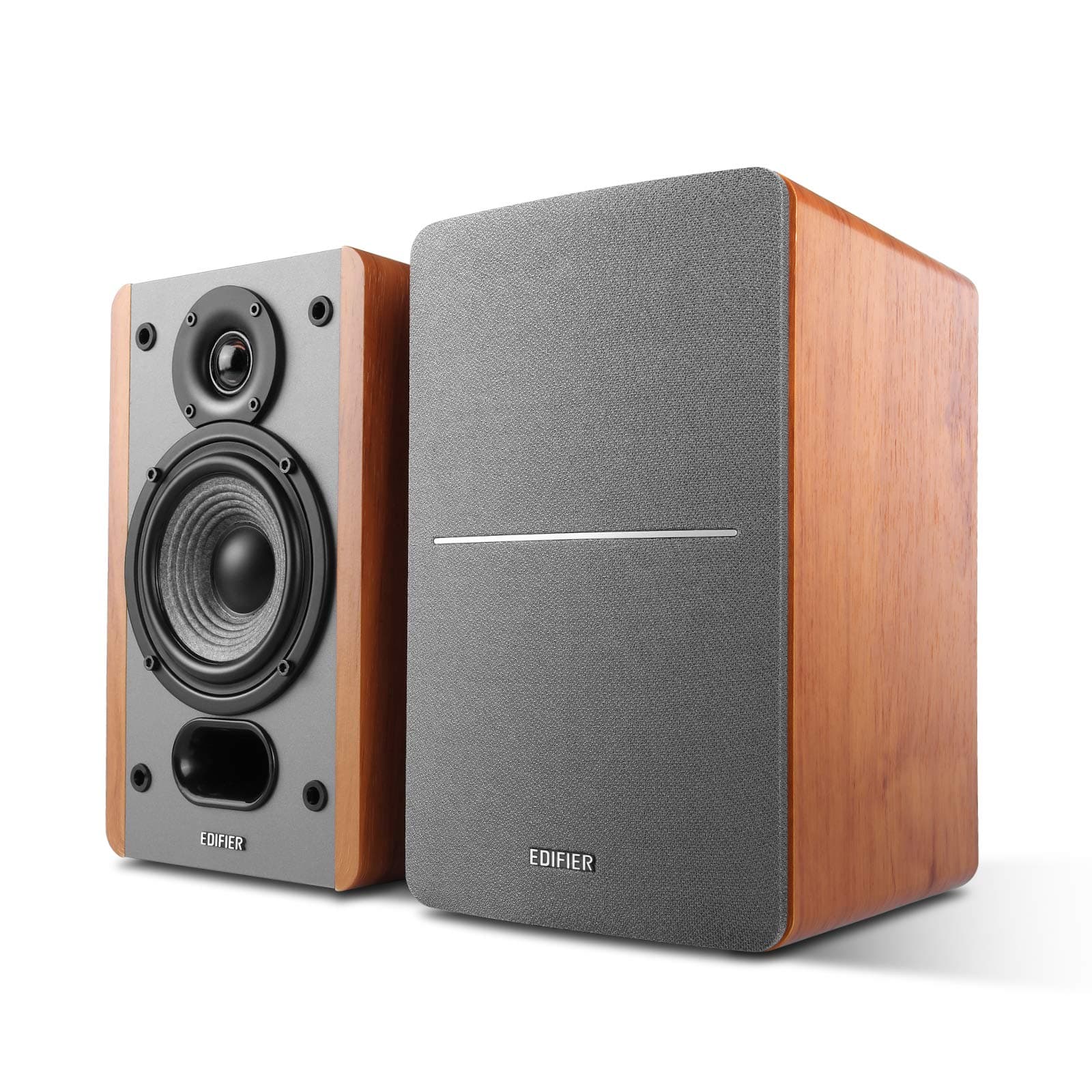 Edifier P12 Passive Bookshelf Speakers - 2-Way Speakers with Built-in Wall-Mount Bracket - Wood Color - Brown, Auxiliary