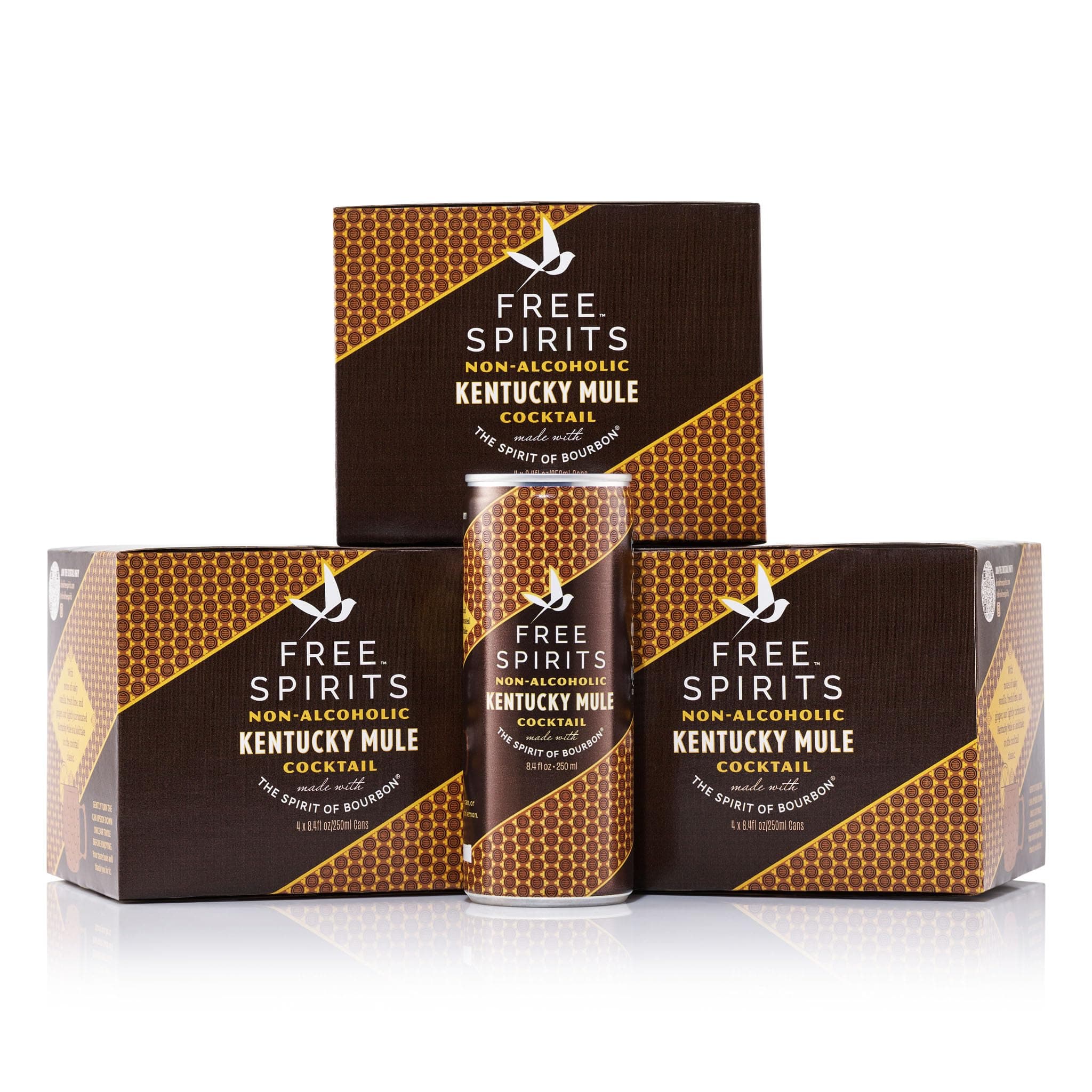 Free Spirits Kentucky Mule - Non-Alcoholic Cocktail - Mixed Ready To Drink Mocktail - Low Sugar, Real Fruit Juice, B-Vitamins - Non-GMO & Vegan - 8.4 fl oz Cans (12 Pack)