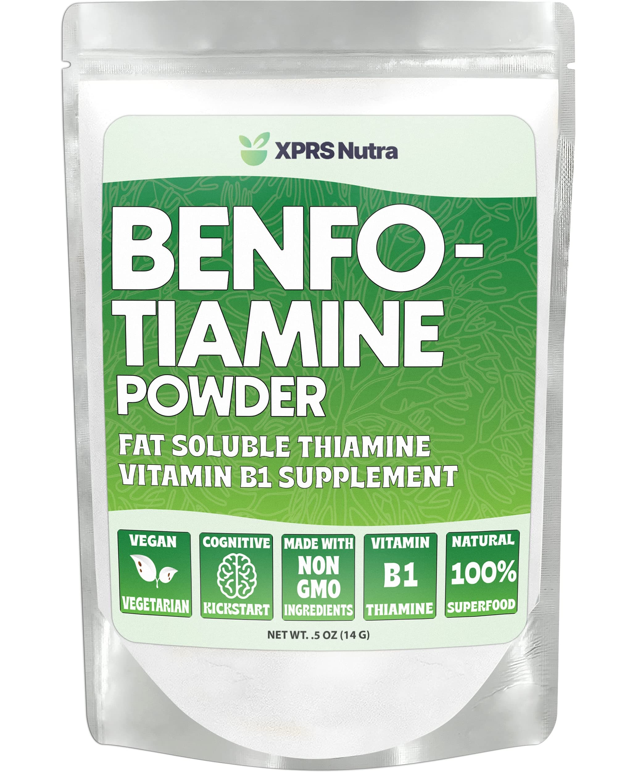 XPRS Nutra Benfotiamine (Thiamine) - Fat Soluble Happy Heart Thiamine - Enhanced Vitamin B1 Benfotiamine to Support Cognitive Health - Vegan Friendly Benfotamine (.5 Ounce)