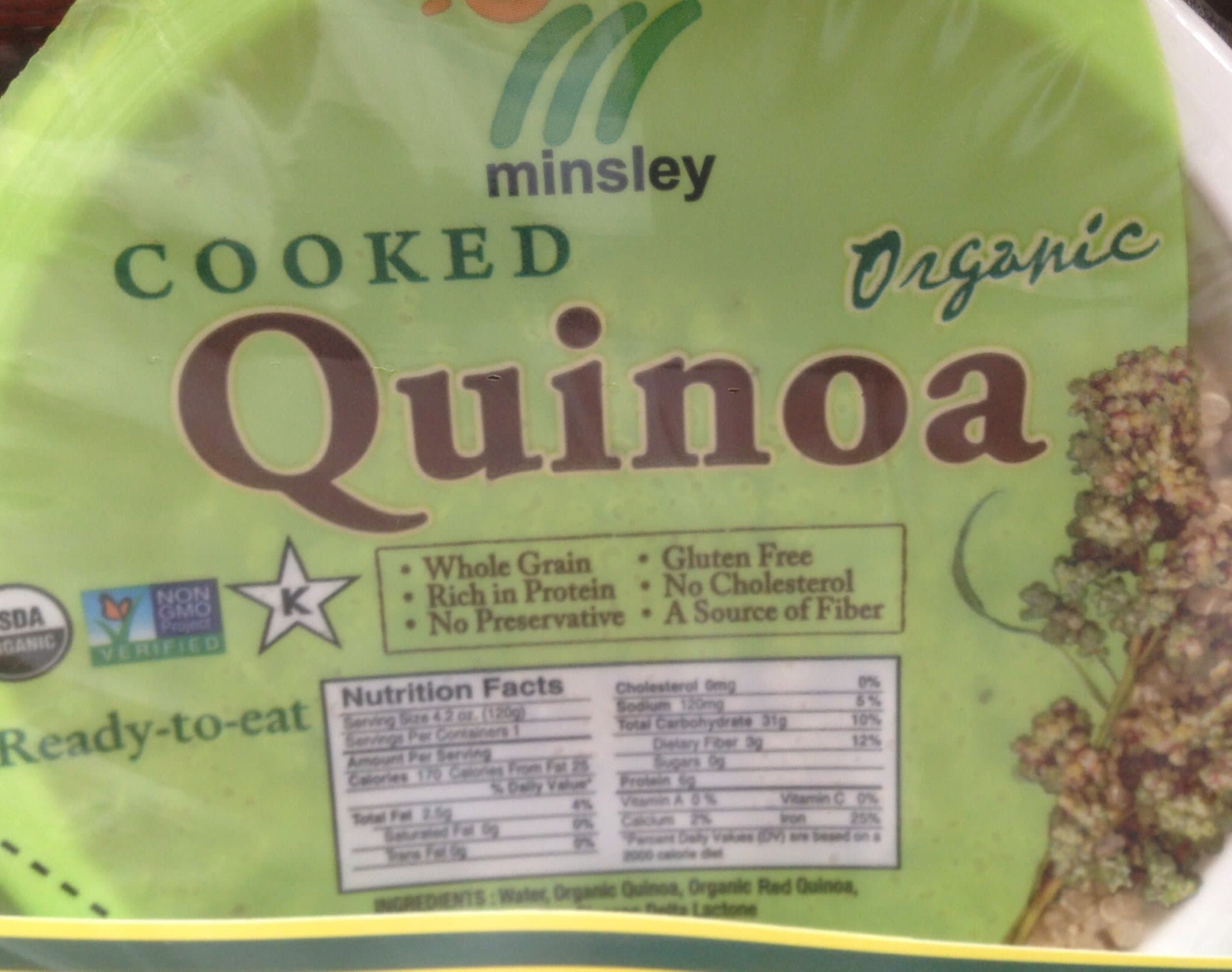 Minsley Cooked Organic Quinoa-6 x 4.2 oz. Bowls