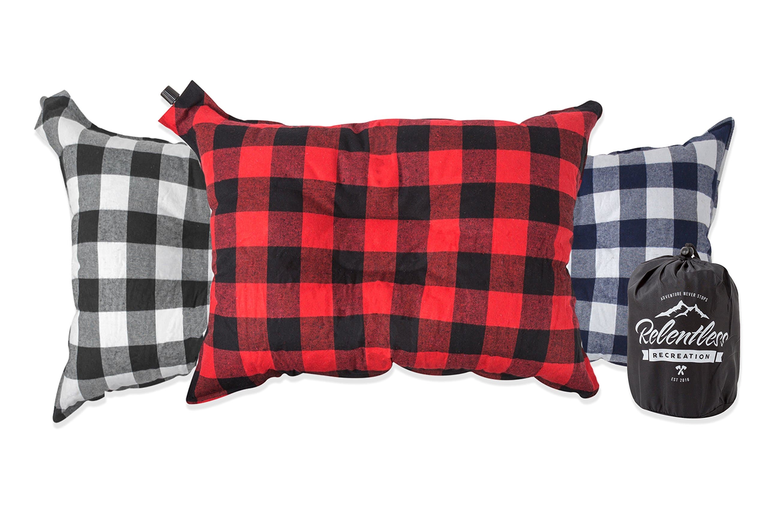 Big & Cozy Camp Pillow | Extra Large 20 in. by 14 in. Inflatable Travel / Camping Pillow with Soft Microfiber Flannel | The Big Ezzz by Relentless Recreation