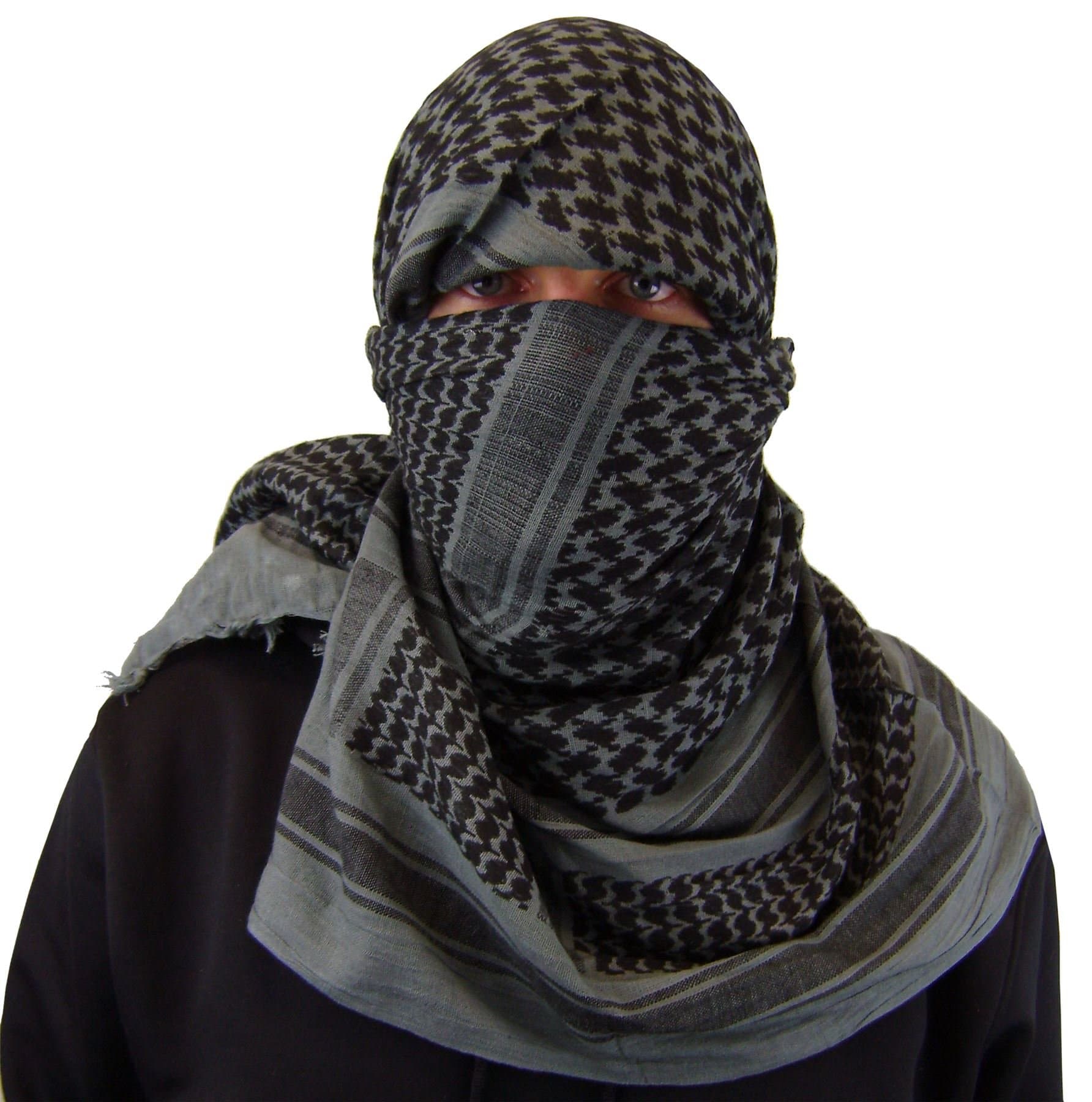 Zephyr Sports Shemagh Tactical Desert Scarf - Grey/Black