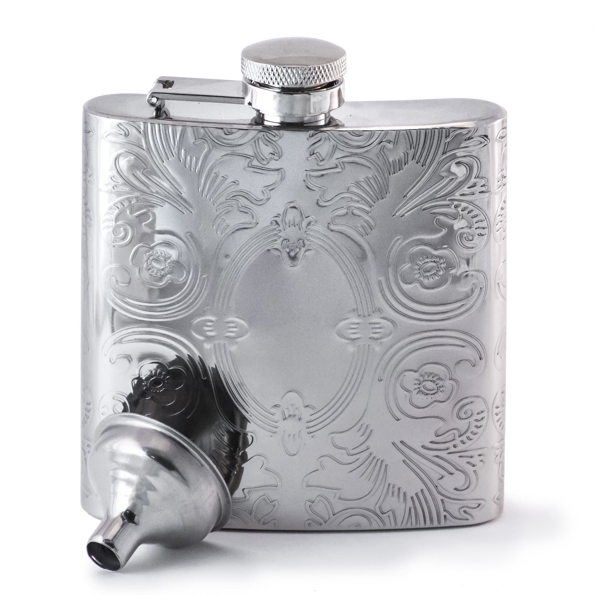 Perfect Pregame Mirrored Calico Pattern Hip Flask - Cool Stainless Steel Liquor Flask for Women and Men - Includes Funnel