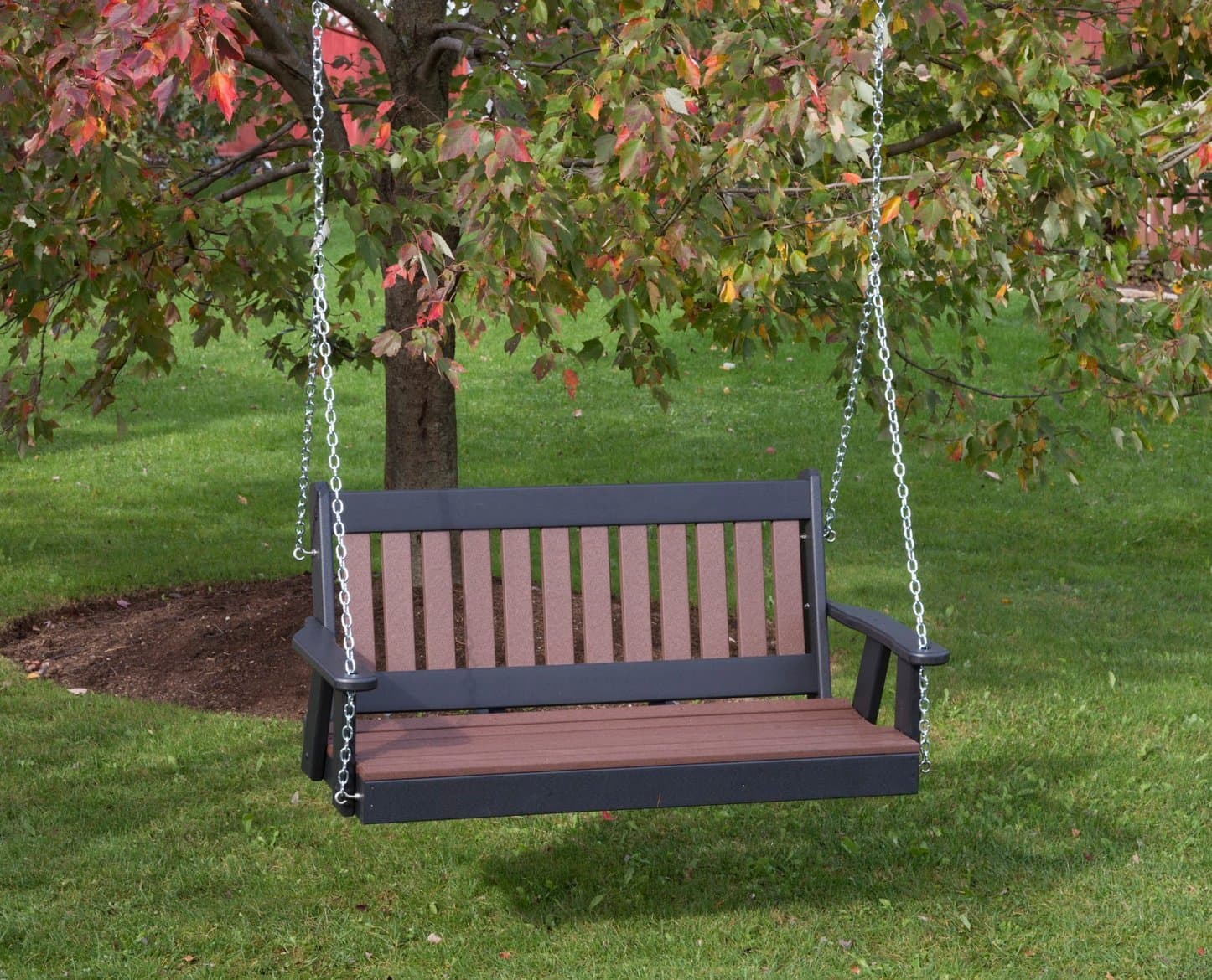 Mission Poly Lumber Wood 5FT Porch Swing Amish Craftsmandship Made in USA HDPE with No Wood fibers 1000 lbs Limit. Stainless Steel Hardware.Signature Design for Patio Outdoor Backyard Garden Park