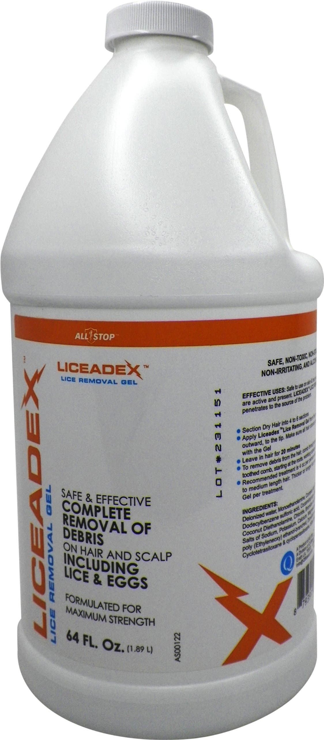 Liceadex Lice & Nit Removal Gel :: Non-Toxic Lice Treatment Gel :: 64 oz