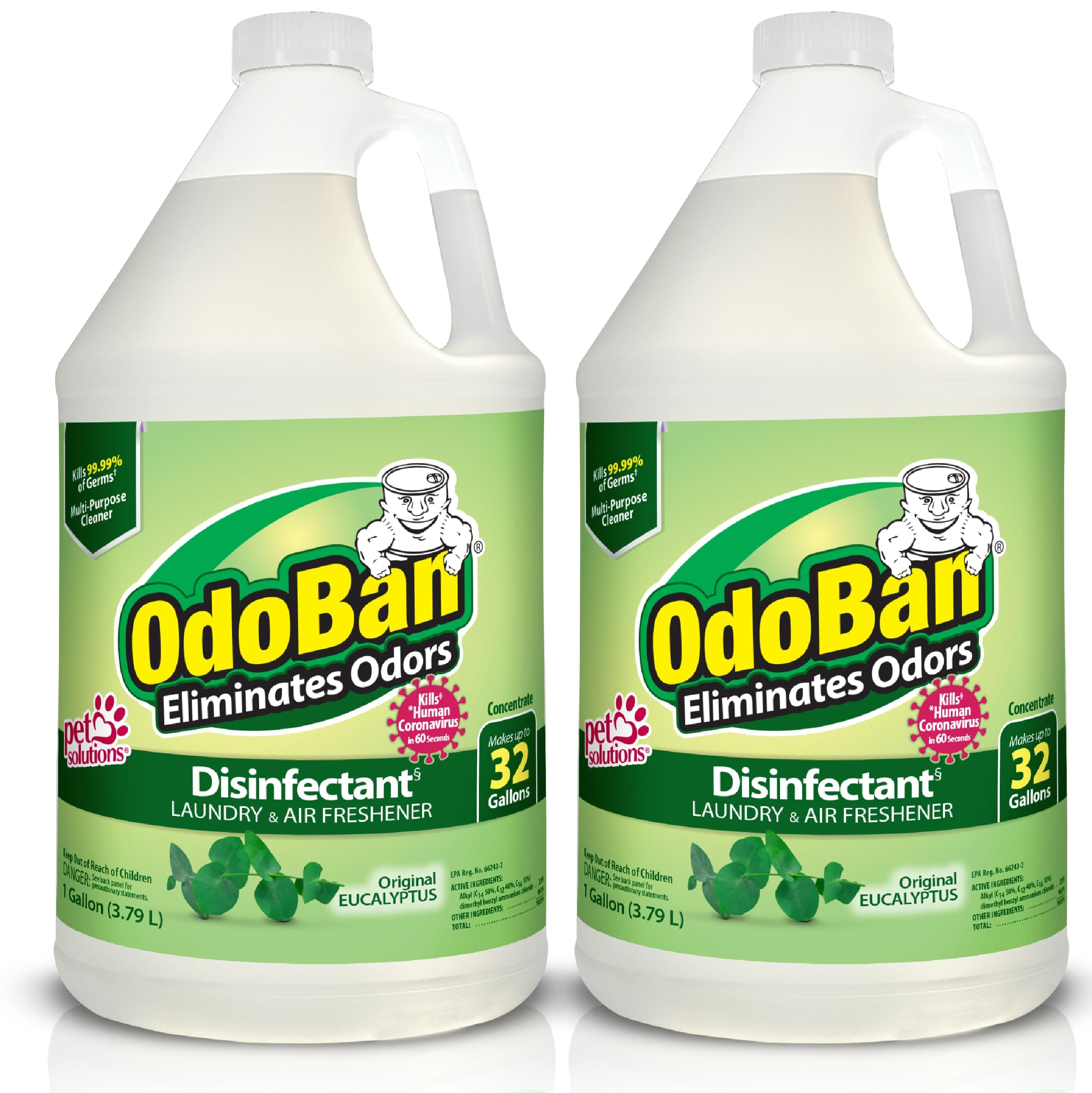 OdoBan Disinfectant Concentrate and Odor Eliminator, Made in the USA, Original Eucalyptus Scent, 2 Gallons